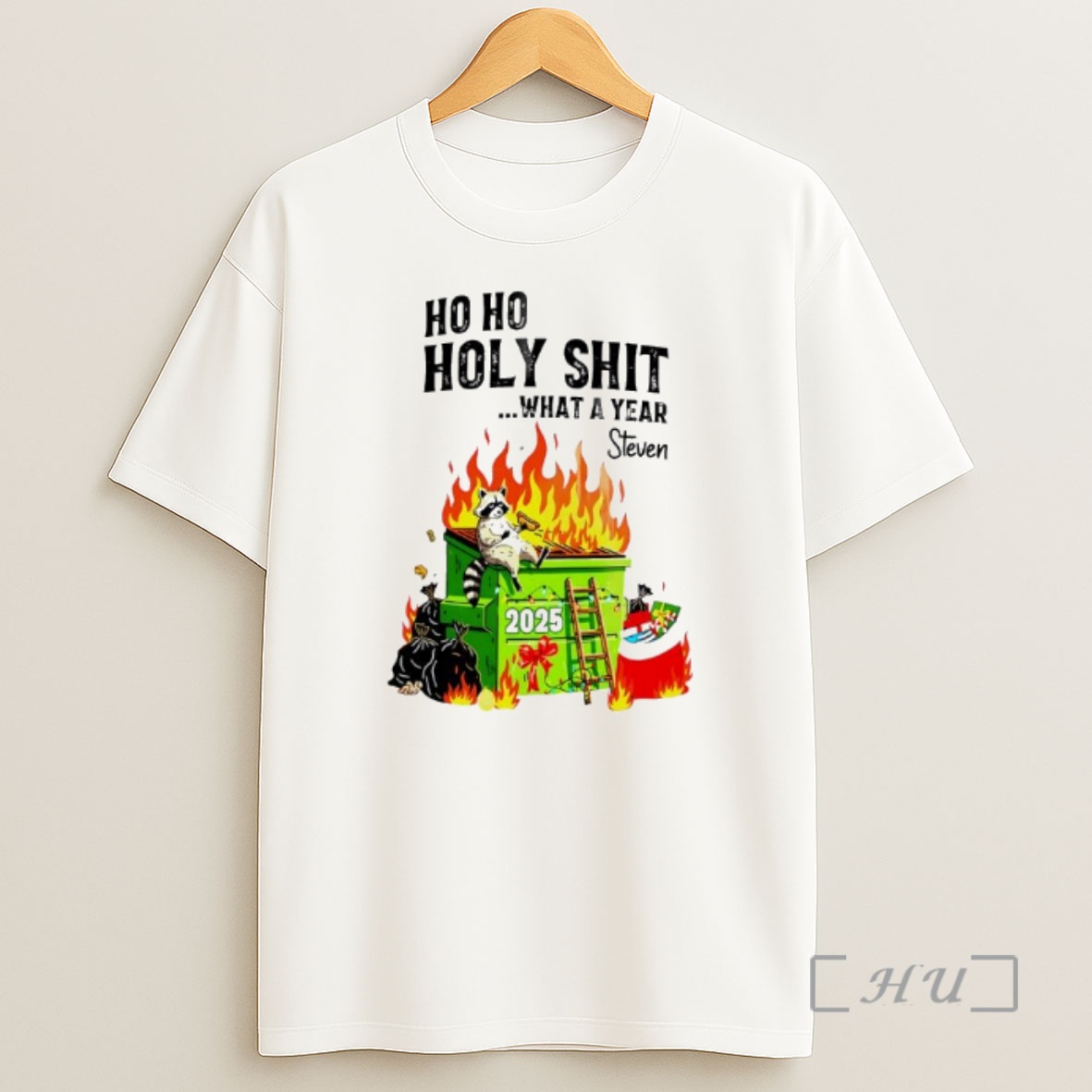 Officials Steven Raccoon Trash 2025 Ho Ho Holy Shit What A Year Premium Shirt Sweatshirt Tee
