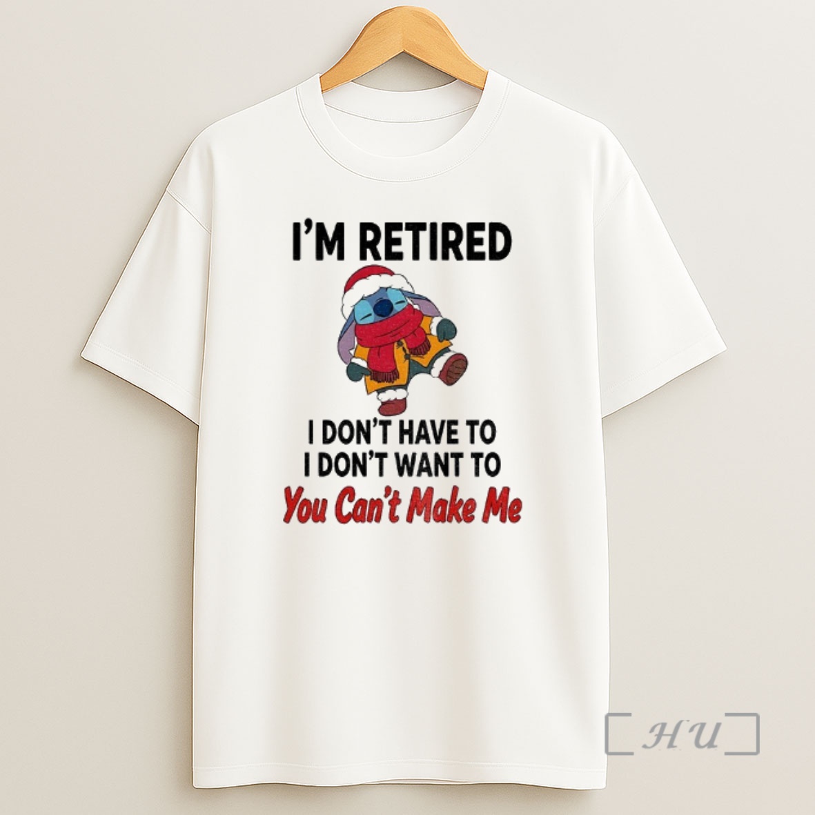 Officials Stitch Santa Im Retired I Dont Have To I Dont Want To You Cant Make Me Christmas Premium Shirt Sweatshirt Tee