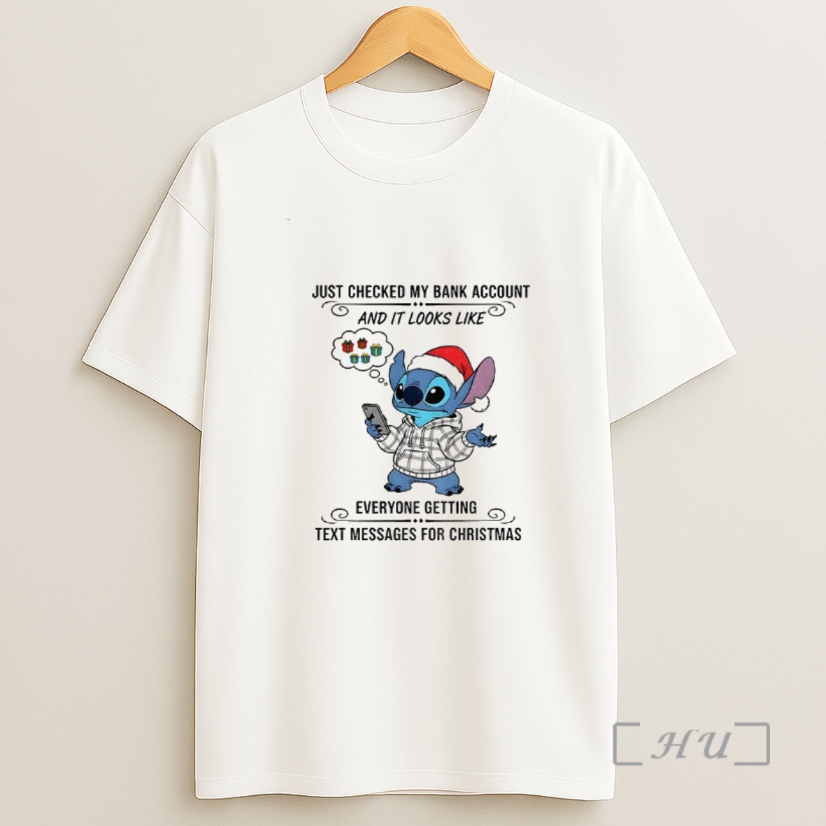 Officials Stitch Santa Hat Just Checked My Bank Account And It Looks Like Everyone Getting Text Messages For Christmas Premium Shirt Sweatshirt Tee