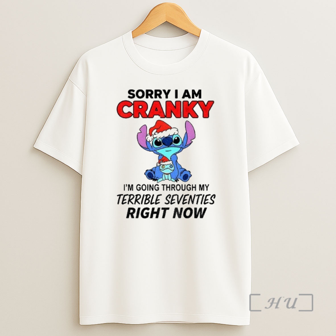 Officials Stitch Santa Hat Sorry I Am Cranky Im Going Throuch My Terrible Seventies Richt Now Merry Christmas Premium Shirt Sweatshirt Tee