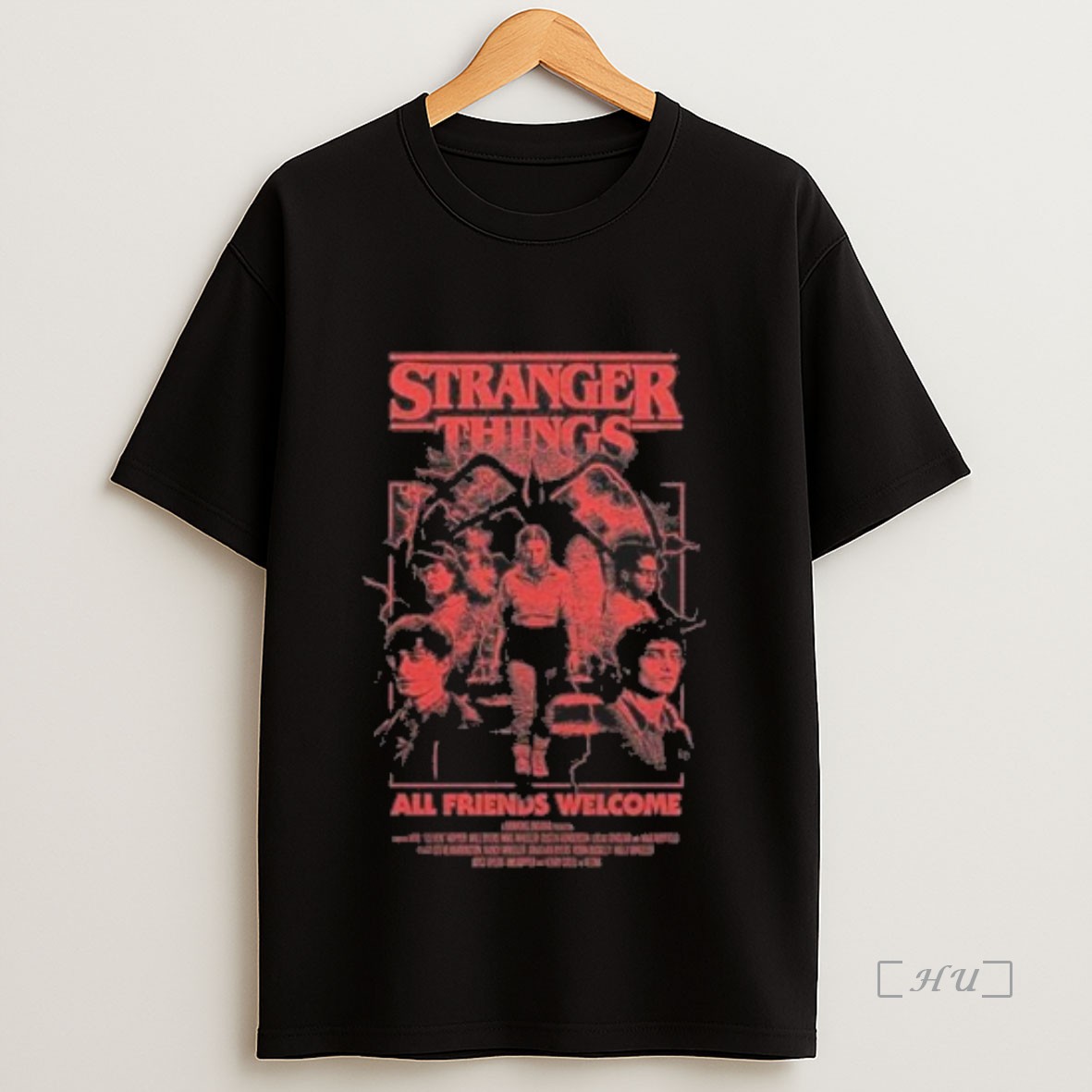 Officials Stranger Things Black 5 All Friends Welcome Premium Shirt Sweatshirt Tee