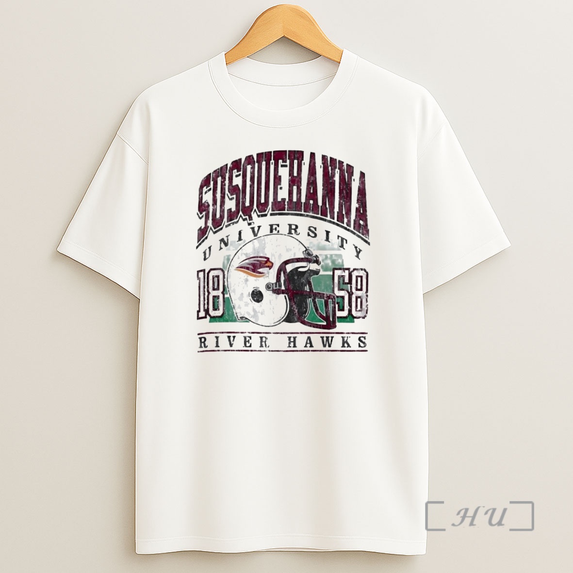 Officials Susquehanna University River Hawks Helmet Est 1858 Premium Shirt Sweatshirt Tee