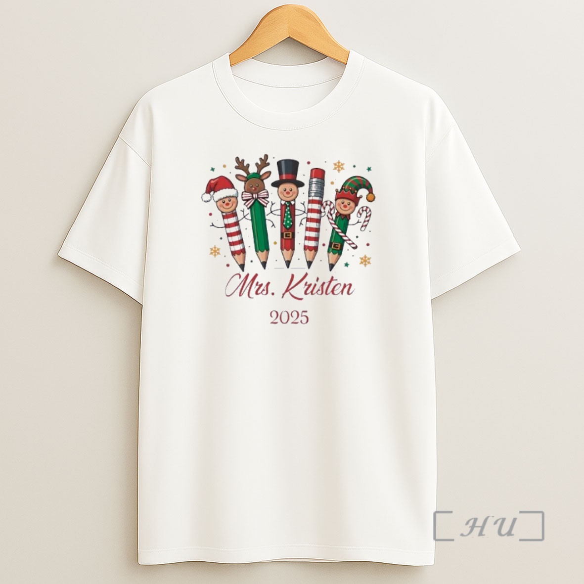 Officials Teacher Pencil 2025 Personalized Ornaments White Premium Shirt Sweatshirt Tee