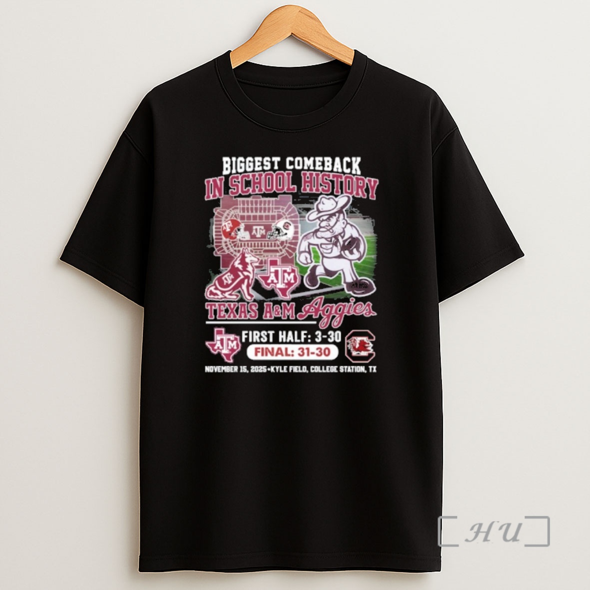 Officials Texas Am Aggies Vs South Carolina Gamecocks 2025 Biggest Comeback In School History Premium Shirt Sweatshirt Tee