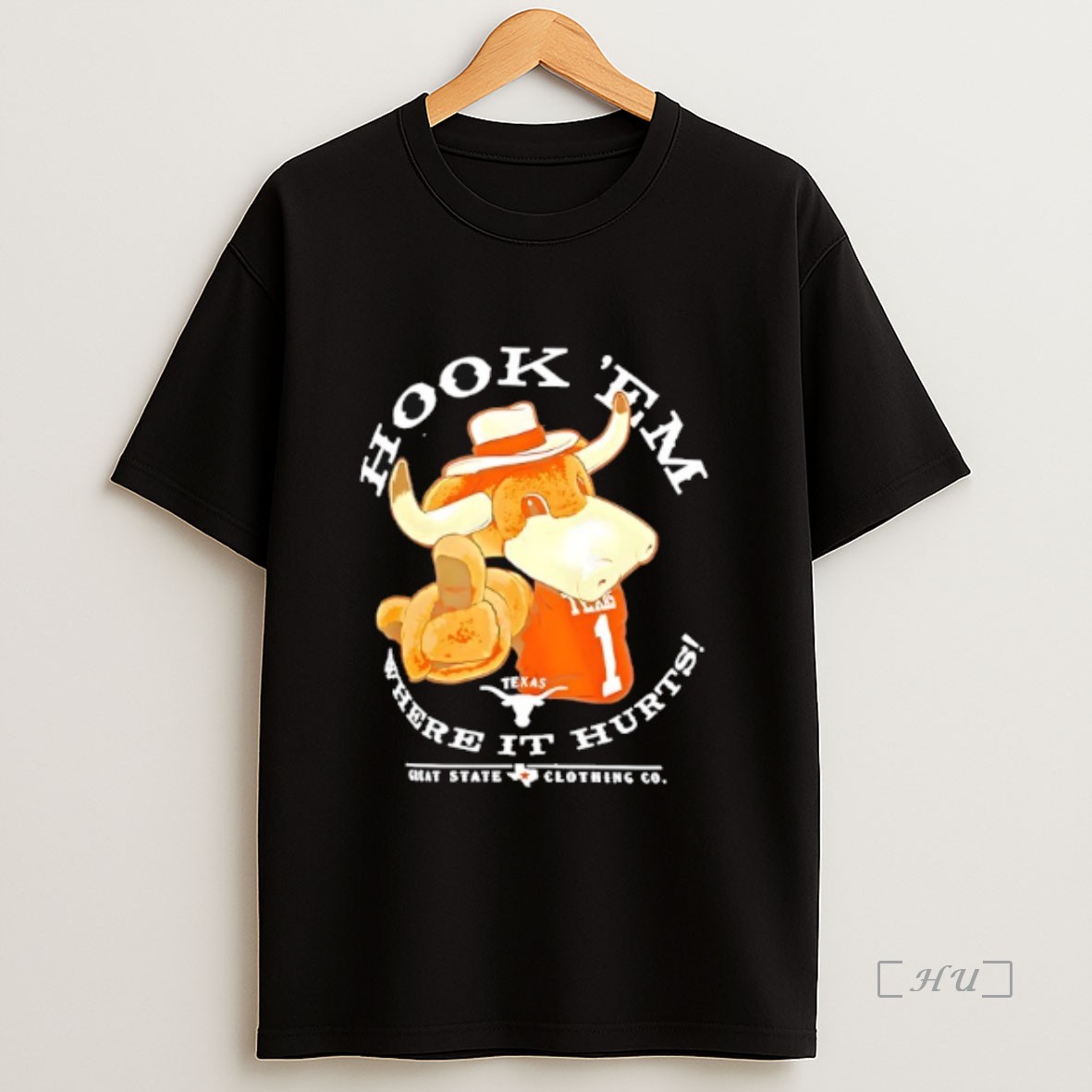 Officials Texas Longhorns Footall Hook Em Where It Hurts Mascot Premium Shirt Sweatshirt Tee 1
