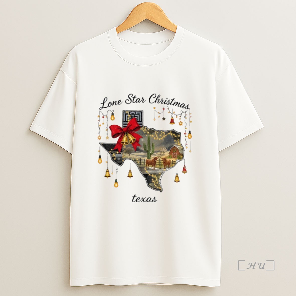 Officials Texas Merry Christmas Lone Star Christmas Festive Lights And Bells Premium Shirt Sweatshirt Tee