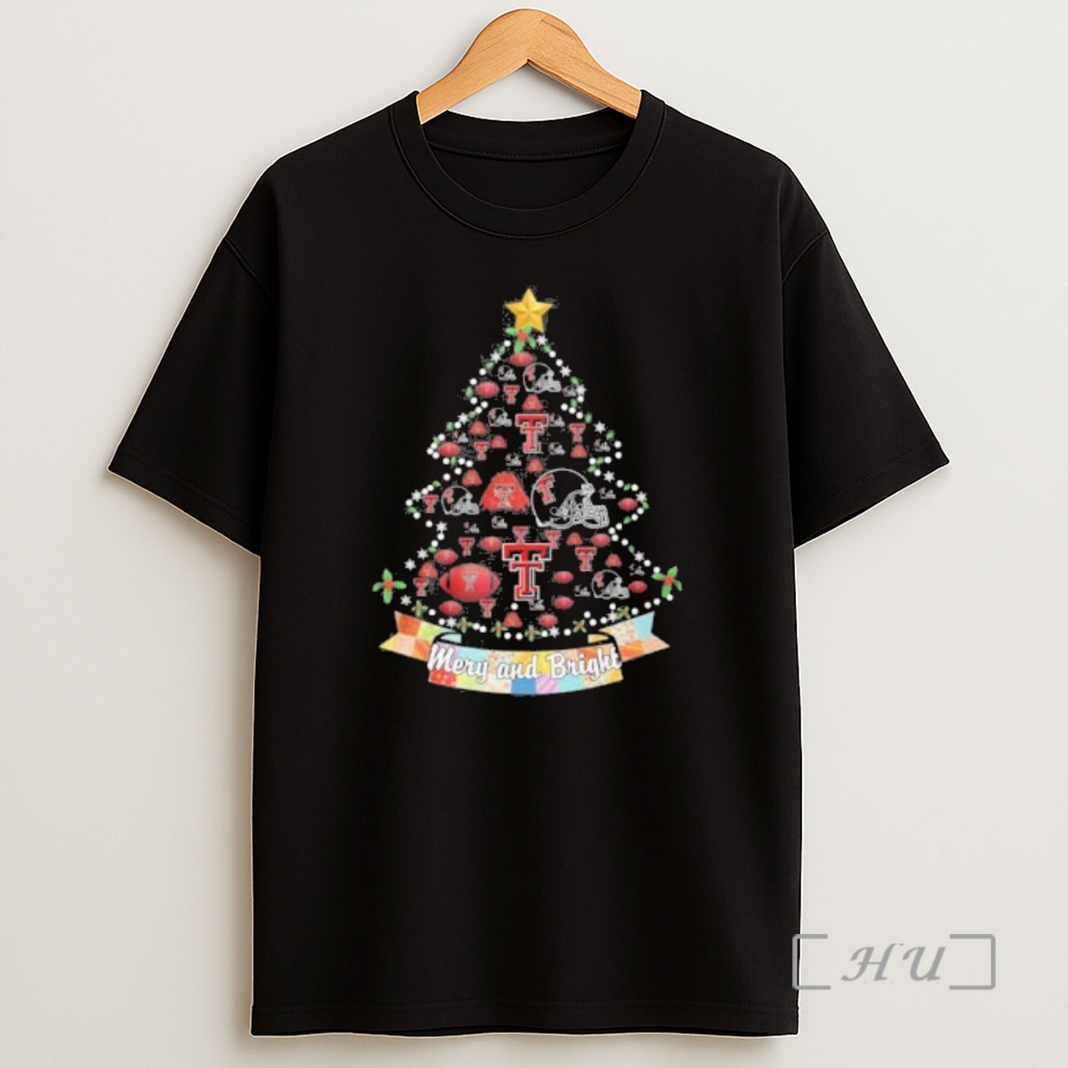 Officials Texas Tech Red Raiders Merry And Bright Christmas Tree Premium Shirt Sweatshirt Tee