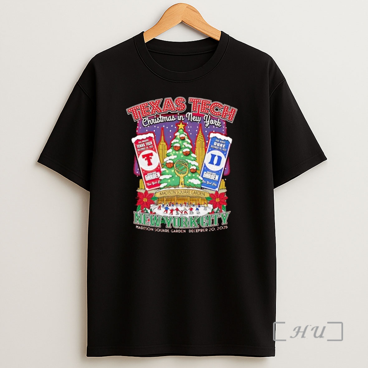 Officials Texas Tech Red Raiders Vs Duke Blue Devils 2025 Christmas In New York Premium Shirt Sweatshirt Tee