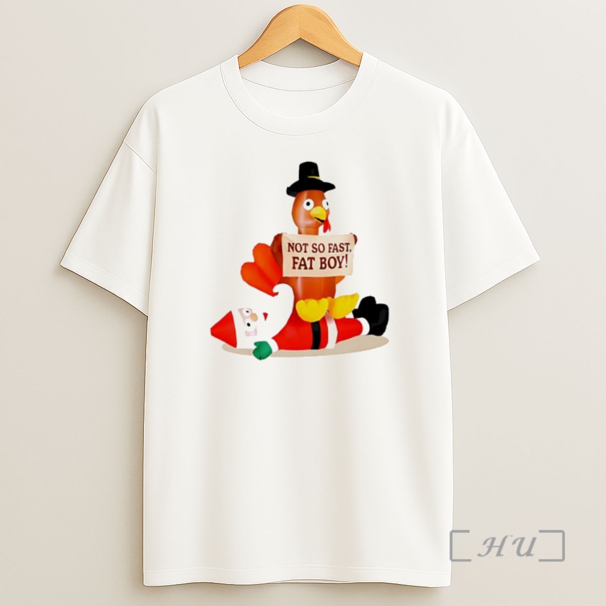 Officials Thanksgiving Santa Versus Turkey Not So Fast Fat Boy Premium Shirt Sweatshirt Tee