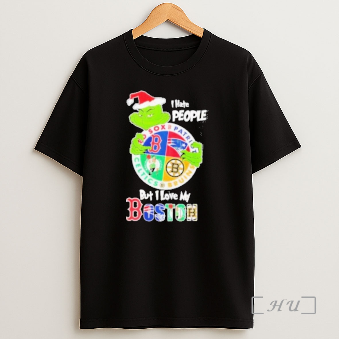 Officials The Grinch I Hate People But I Love My Boston Team Black Premium Shirt Sweatshirt Tee