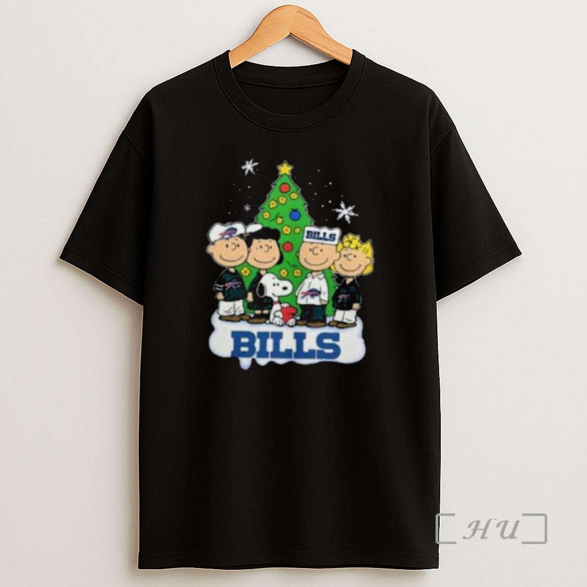 Officials The Peanuts Characters Christmas With Bills Tree And Snoopy Circle Black Premium Shirt Sweatshirt Tee