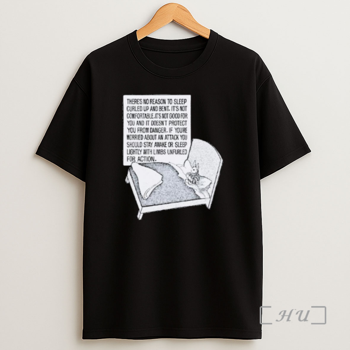 Officials Theres No Reason To Sleep Curled Up And Bent Its Not Comfortable Its Not Good For You And It Doesnt Protect You From Danger Bunny Circle Black Premium Shirt Sweatshirt Tee