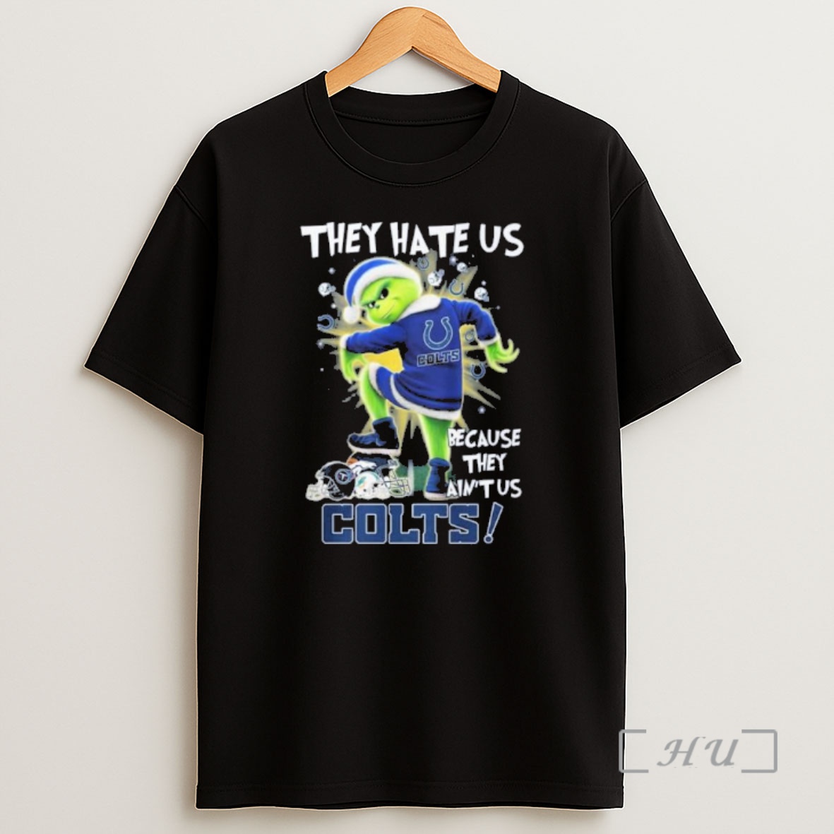 Officials They Hate Us Cause They Aint Us Grinch Indianapolis Colts Stomp On Nfl Teams Premium Shirt Sweatshirt Tee