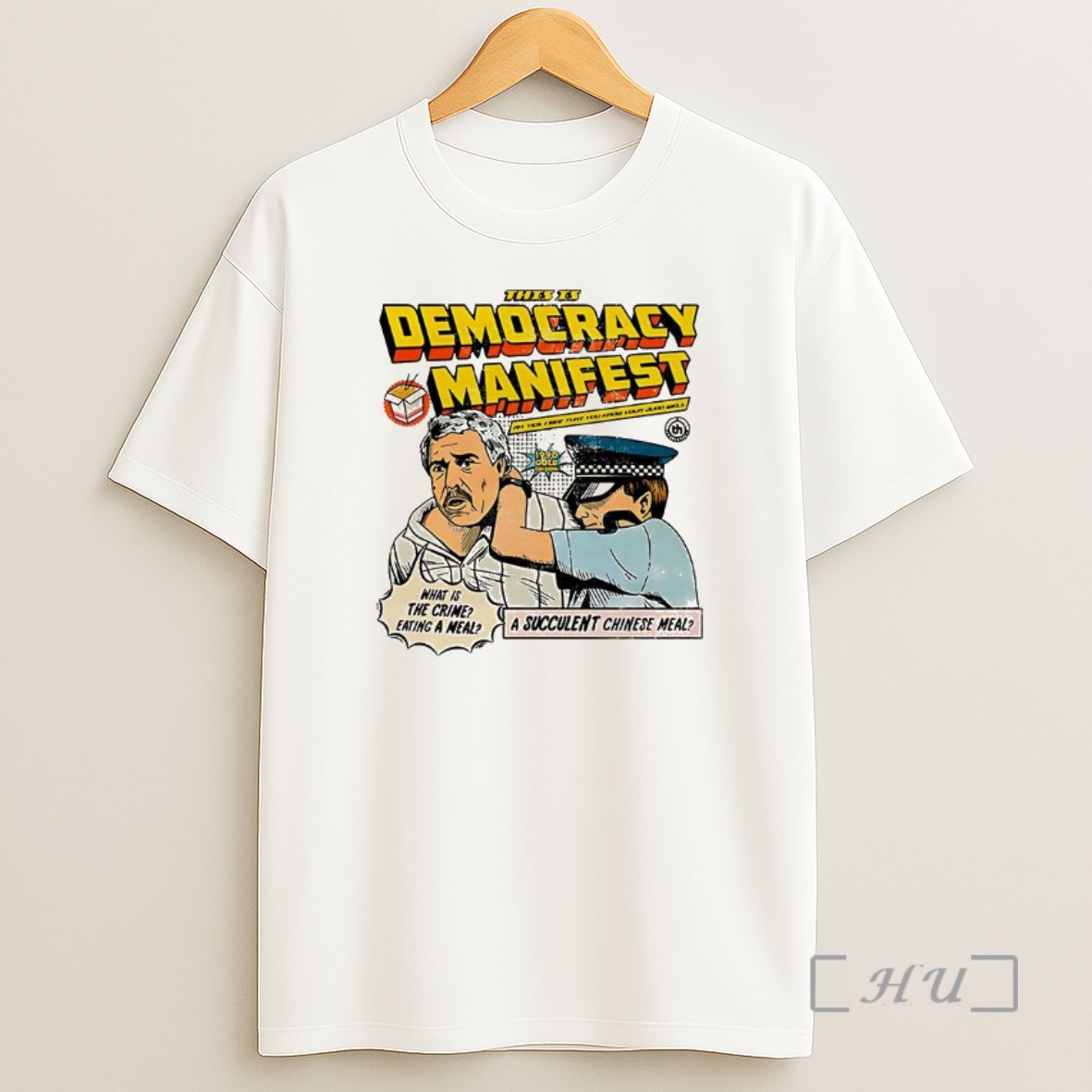 Officials This Is Democracy Manifest What Is The Crime Eating A Meal Caricature Premium Shirt Sweatshirt Tee