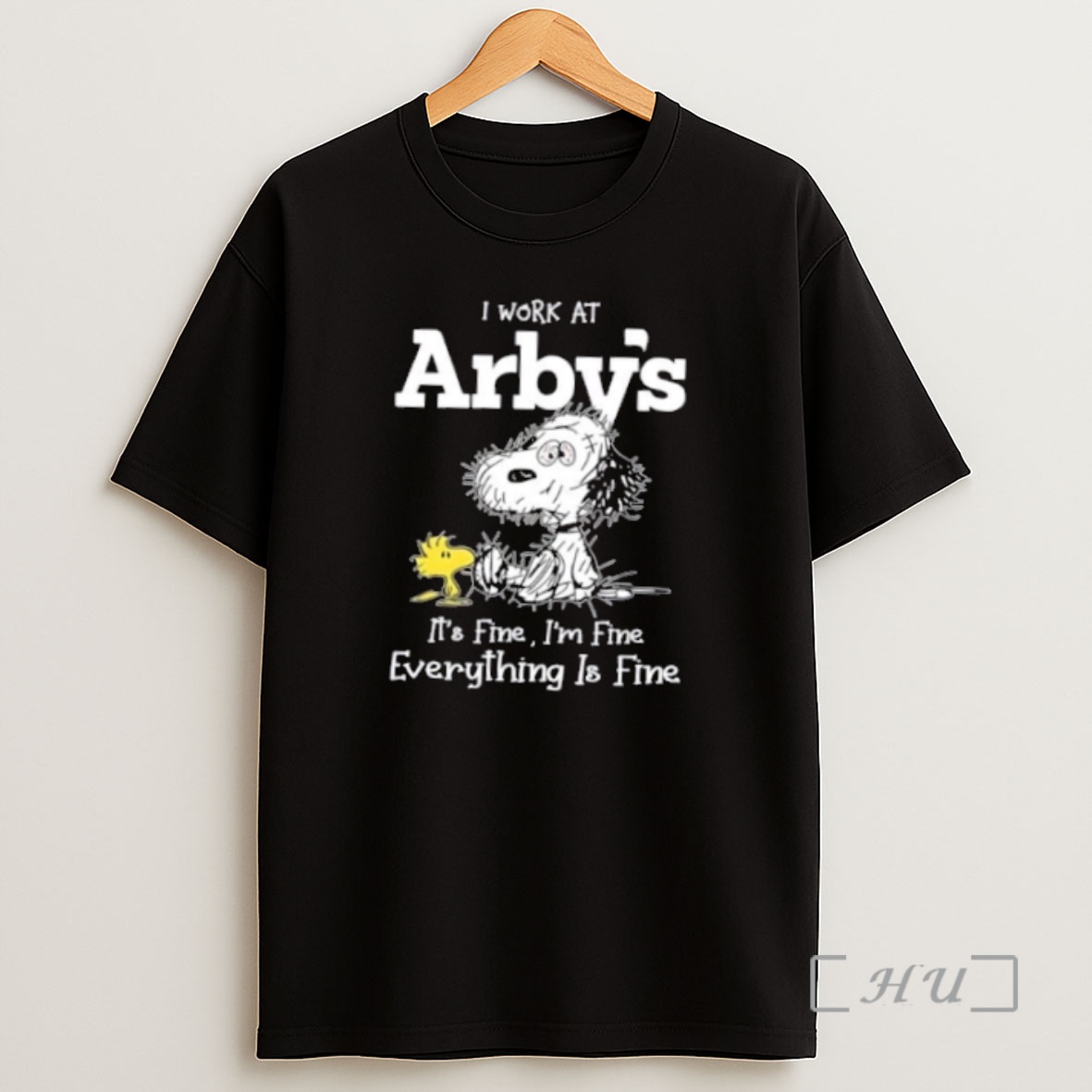Officials Tired Snoopy And Woodstock I Work At Arbys Its Fine Im Fine Everything Is Fine Premium Shirt Sweatshirt Tee