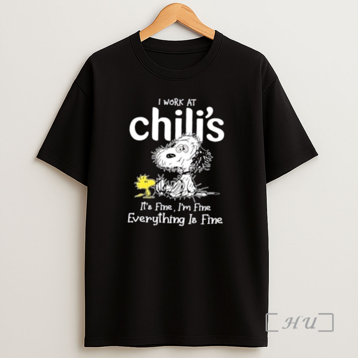 Officials Tired Snoopy And Woodstock I Work At Chilis Its Fine Im Fine Everything Is Fine Premium Shirt Sweatshirt Tee