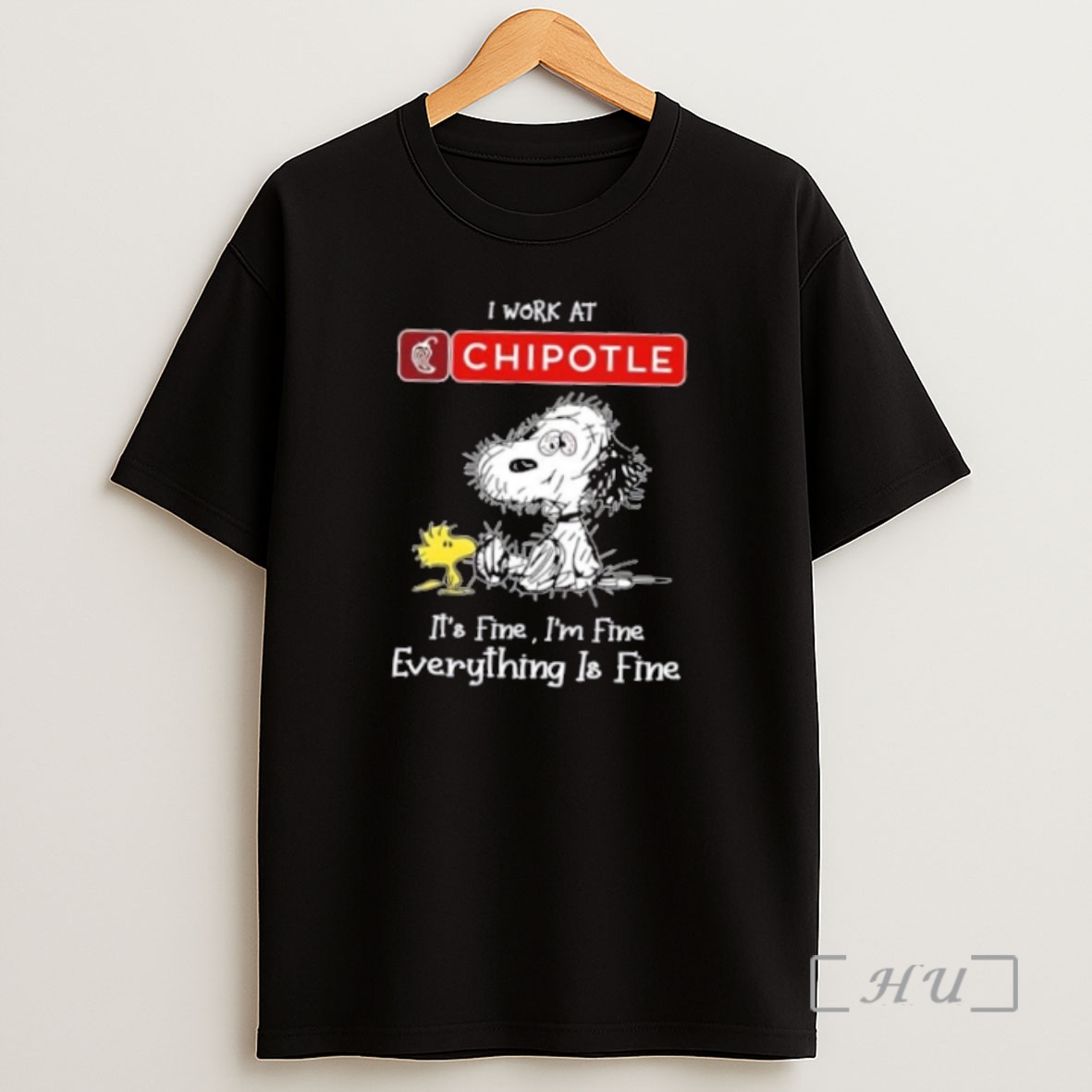 Officials Tired Snoopy And Woodstock I Work At Chipotle Mexican Grill Its Fine Im Fine Everything Is Fine Premium Shirt Sweatshirt Tee