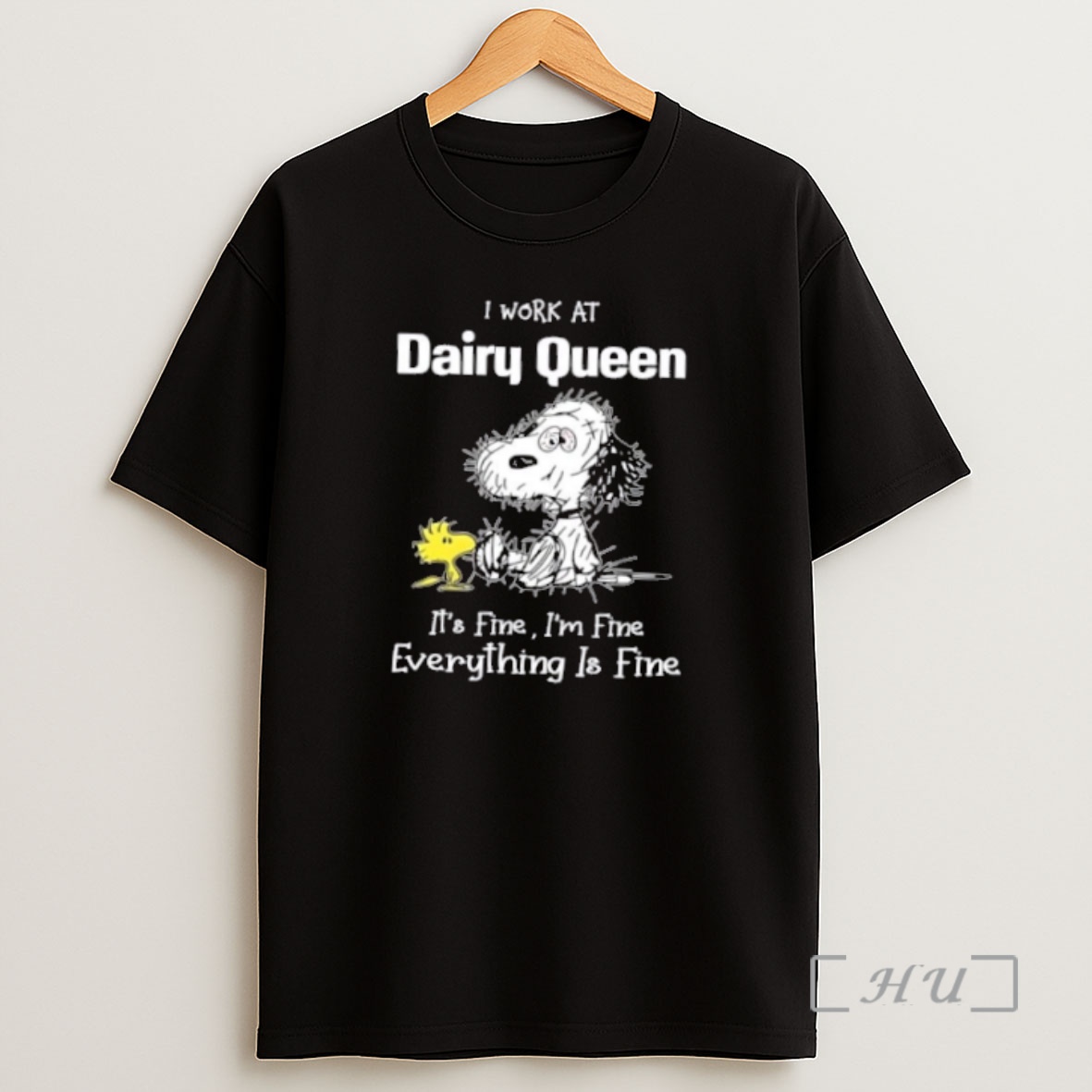 Officials Tired Snoopy And Woodstock I Work At Dairy Queen Its Fine Im Fine Everything Is Fine Premium Shirt Sweatshirt Tee