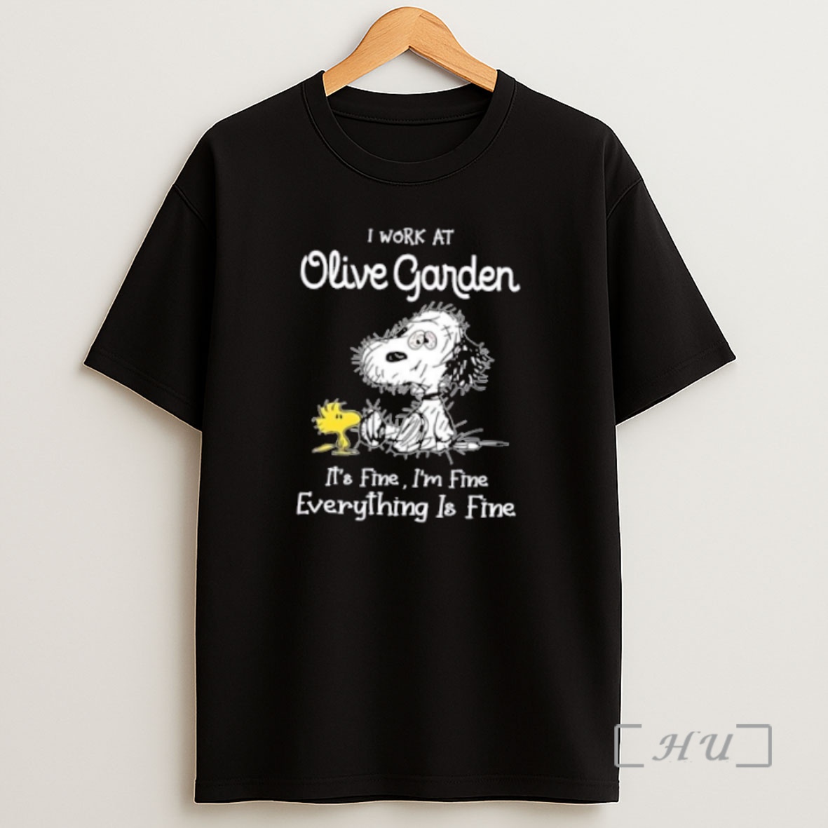 Officials Tired Snoopy And Woodstock I Work At Olive Garden Its Fine Im Fine Everything Is Fine Premium Shirt Sweatshirt Tee