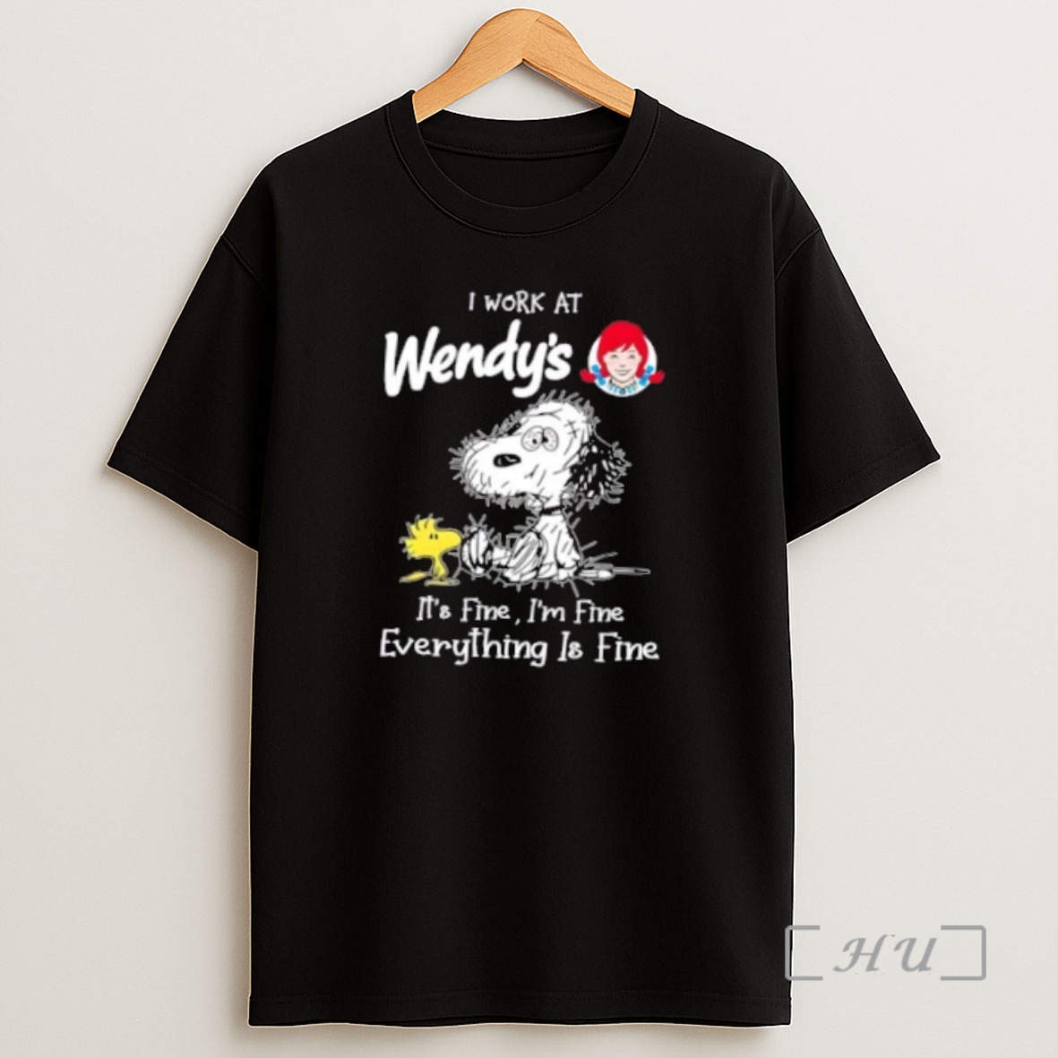 Officials Tired Snoopy And Woodstock I Work At Wendys Its Fine Im Fine Everything Is Fine Premium Shirt Sweatshirt Tee