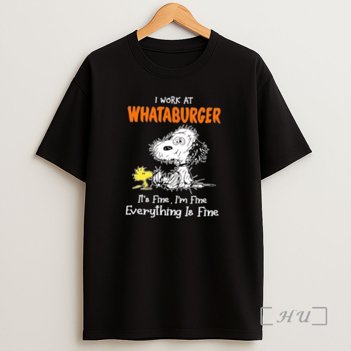 Officials Tired Snoopy And Woodstock I Work At Whataburger Its Fine Im Fine Everything Is Fine Premium Shirt Sweatshirt Tee