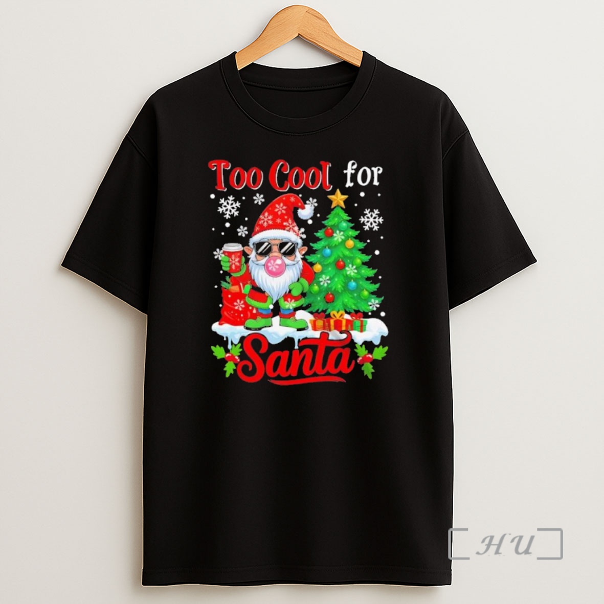 Officials Too Cool For Santa Merry Christmas Gnome Sunglasses Drink Coffee Black Premium Shirt Sweatshirt Tee