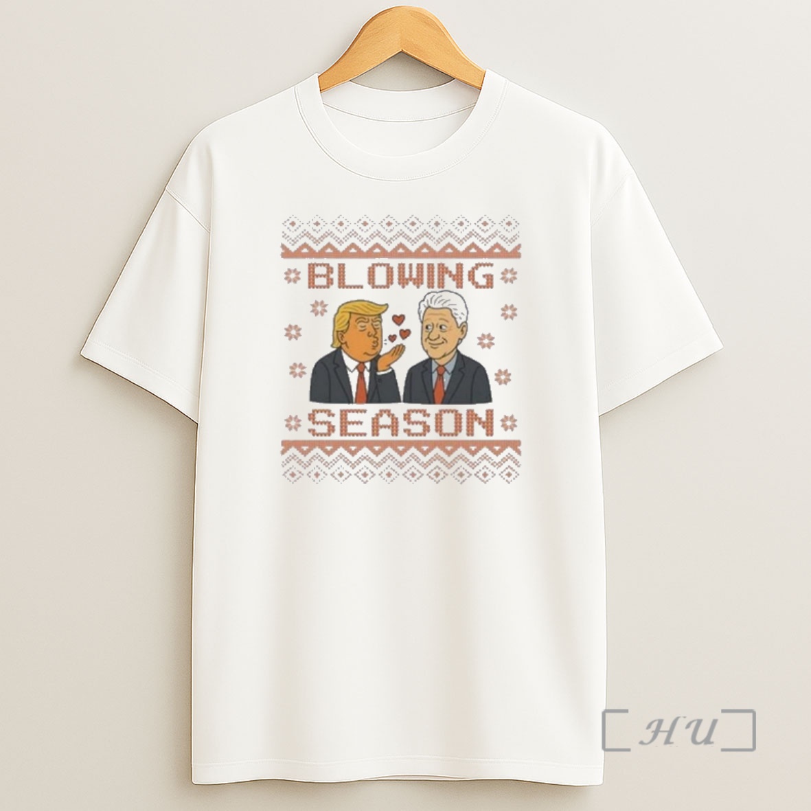 Officials Trump And Bill Clinton Blowing Season Christmas Ugly Premium Shirt Sweatshirt Tee