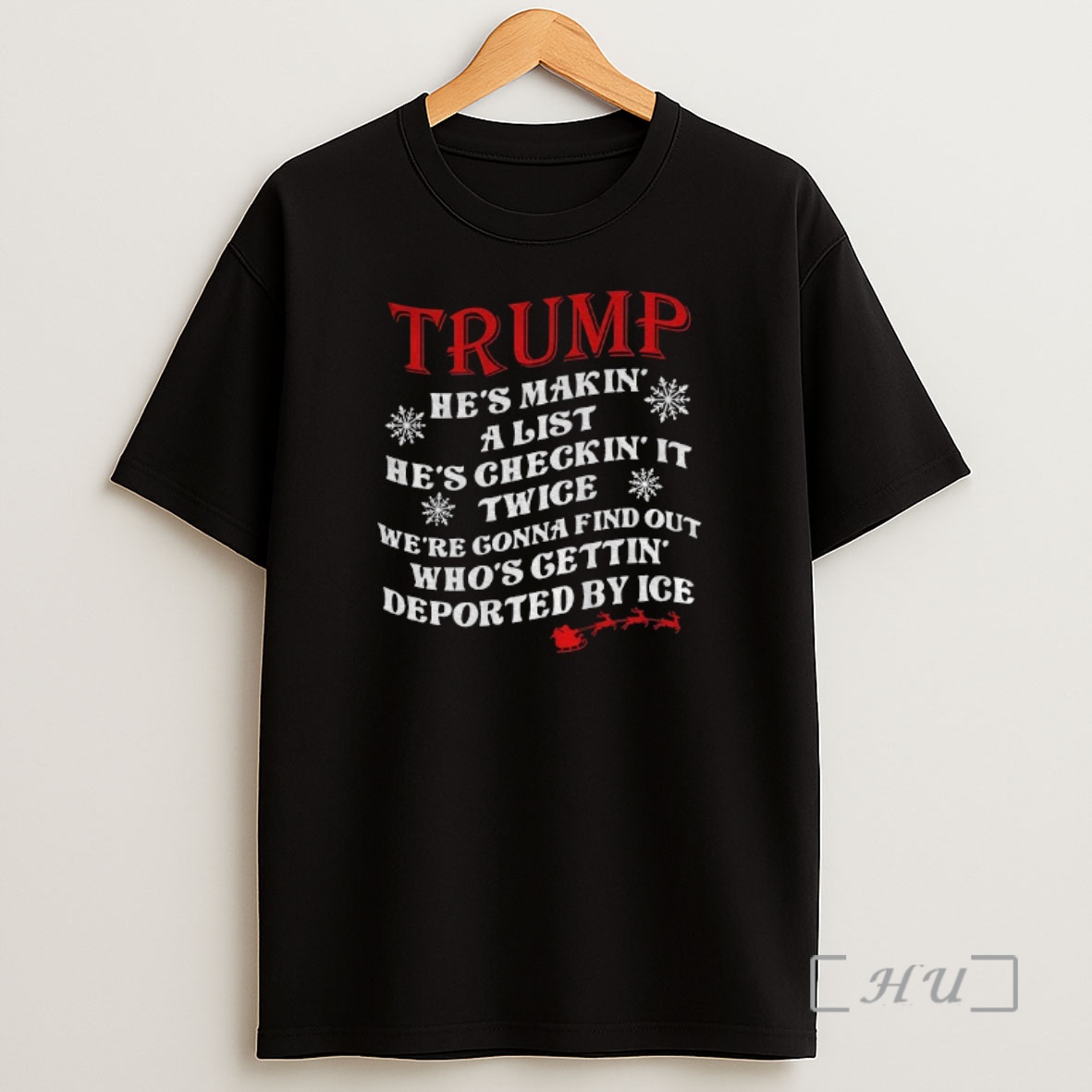 Officials Trump Santa Hes Makin A List Hes Checkin It Twice Were Gonna Find Out Whos Gettin Christmas Premium Shirt Sweatshirt Tee