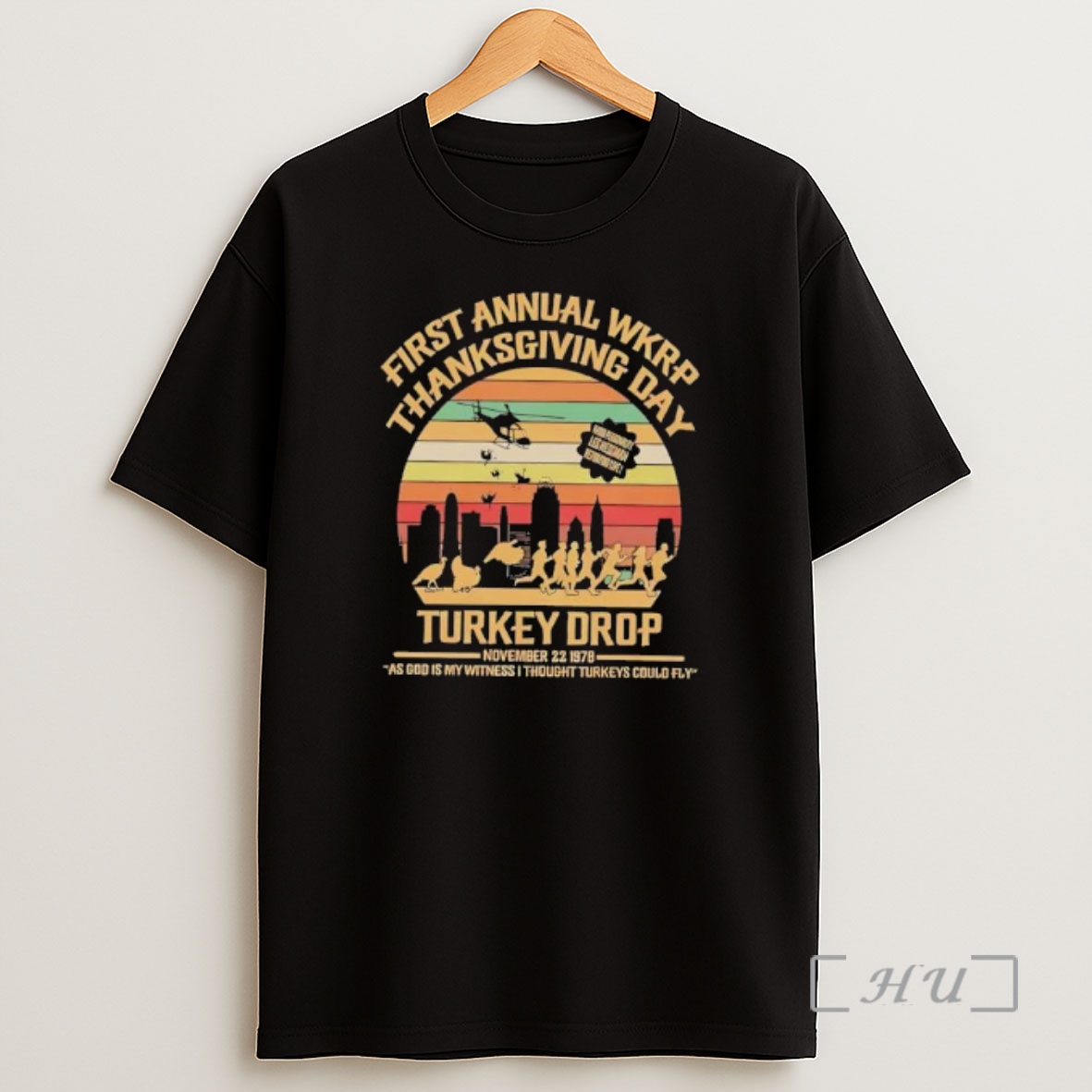 Officials Turkeys Away Drop Sitcom Wkrp In Cincinnati Thanksgiving Day Vintage Graphic Premium Shirt Sweatshirt Tee