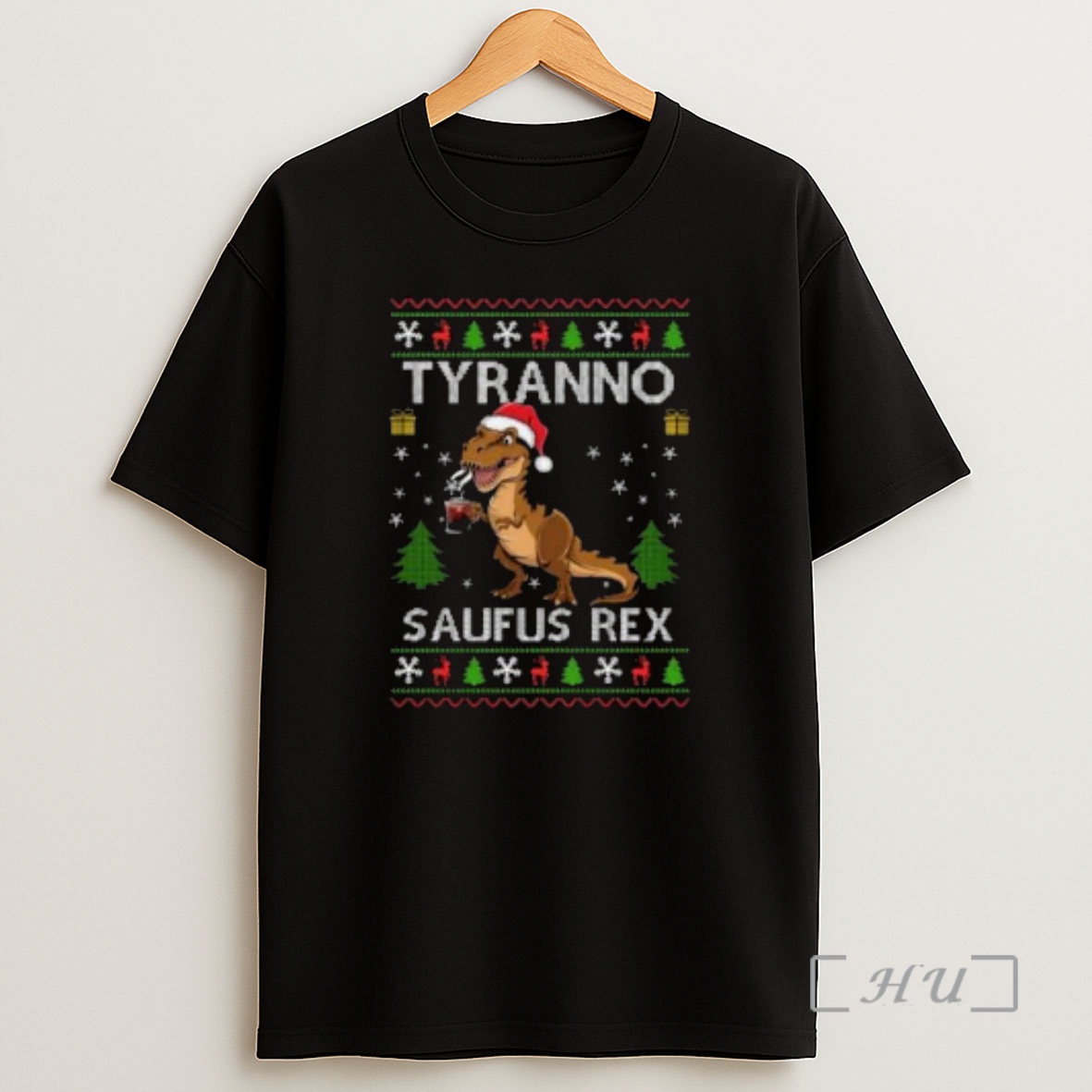 Officials Tyranno Saufus Rex Ugly Christmas Circle Black Premium Shirt Sweatshirt Tee