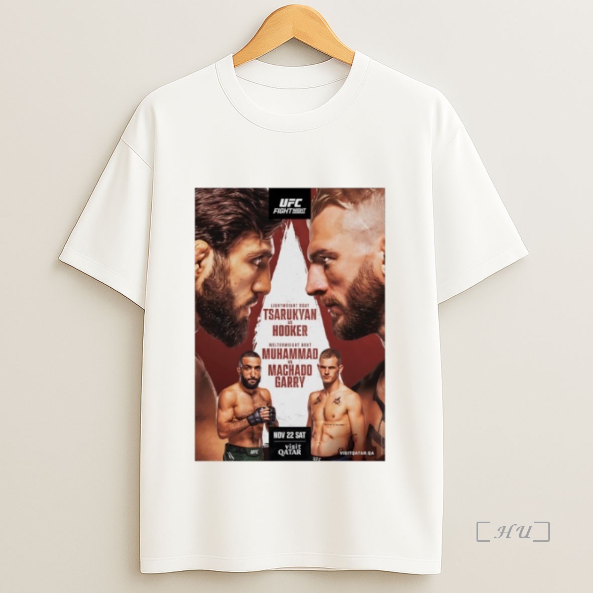 Officials Ufc Fight Night Tsarukyan Vs Hooker Autographed Event Premium Shirt Sweatshirt Tee