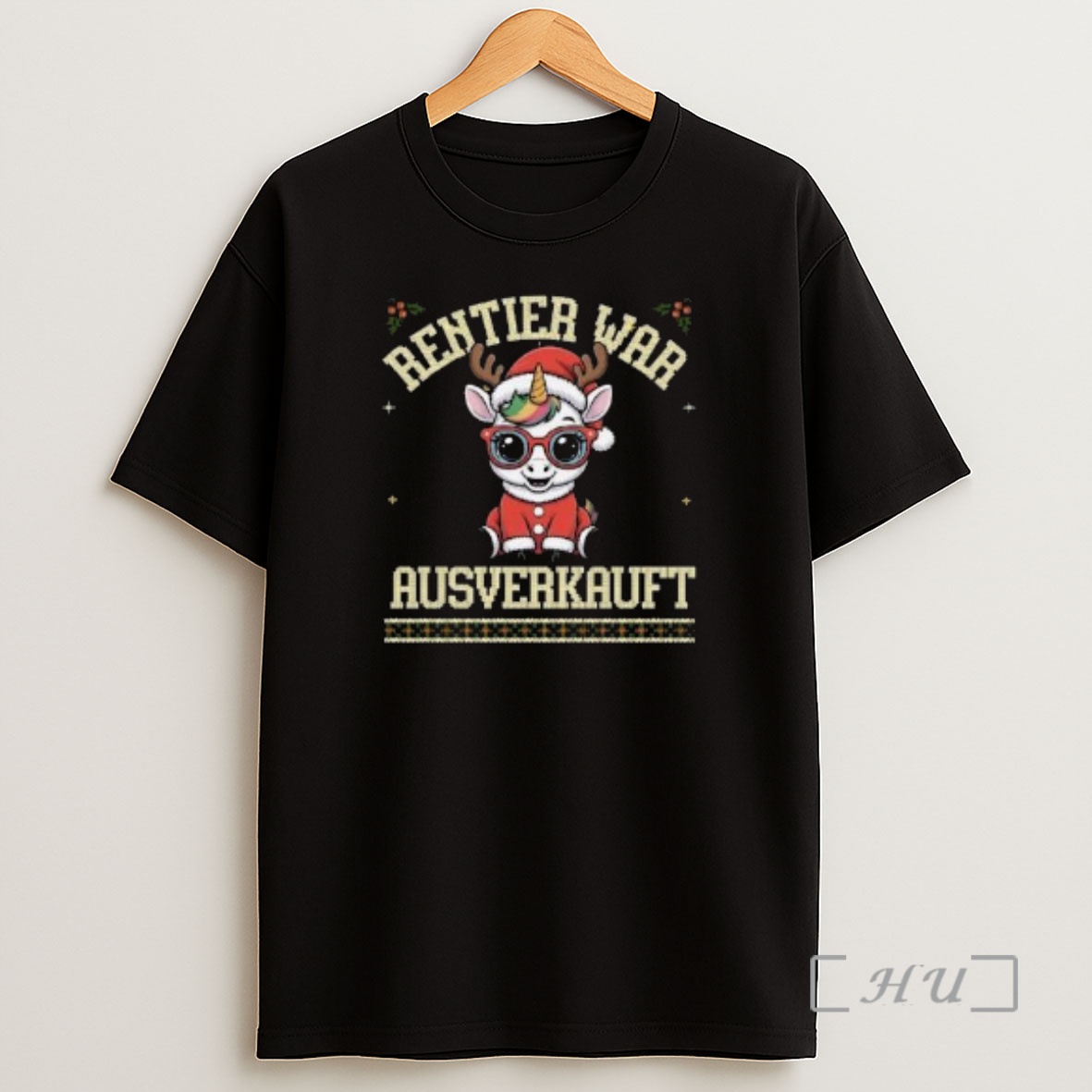 Officials Unicorn Rentier War Ausverkauft Ugly Christmas Circle Black Premium Shirt Sweatshirt Tee