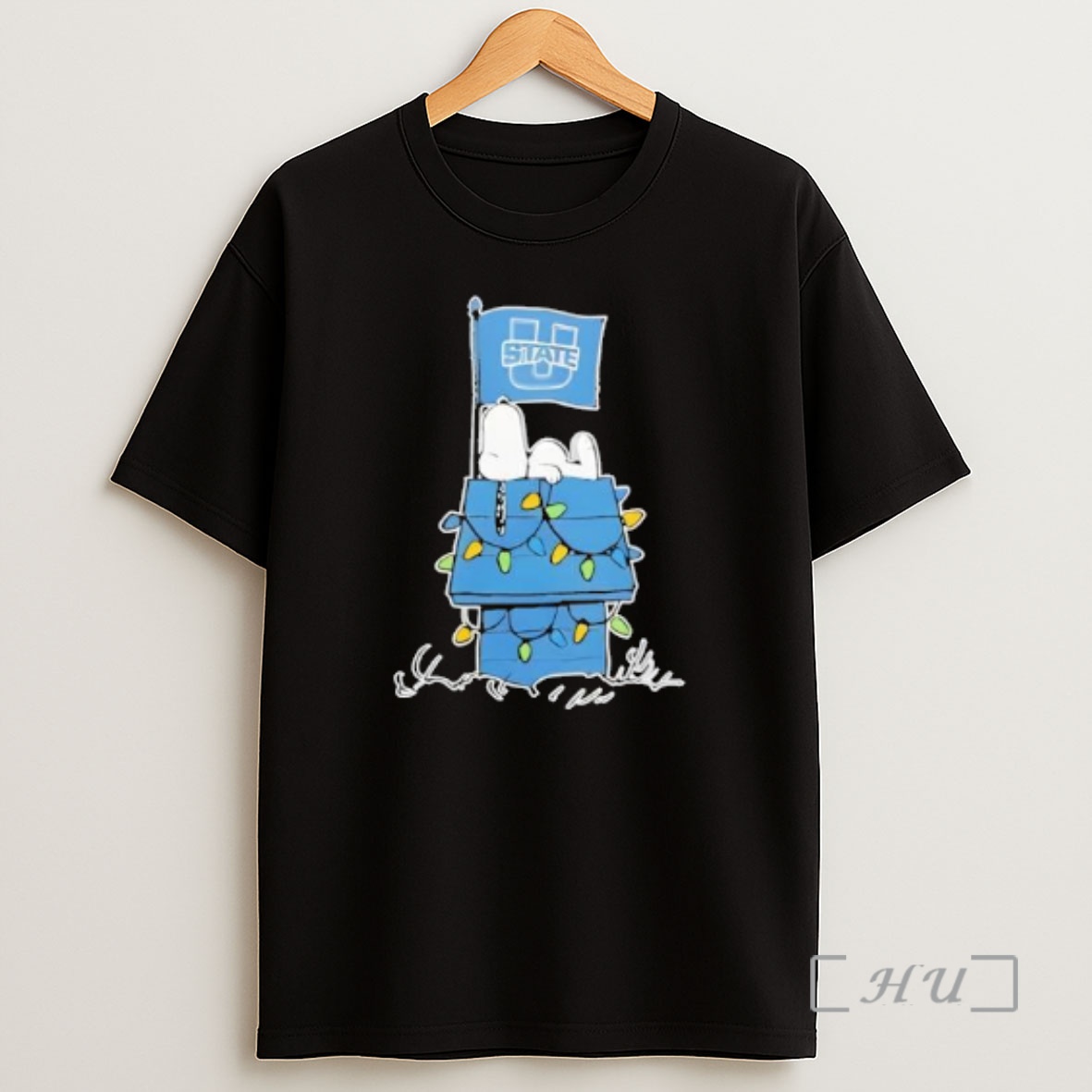Officials Utah State Aggies Snoopy House Holiday Lights Premium Shirt Sweatshirt Tee