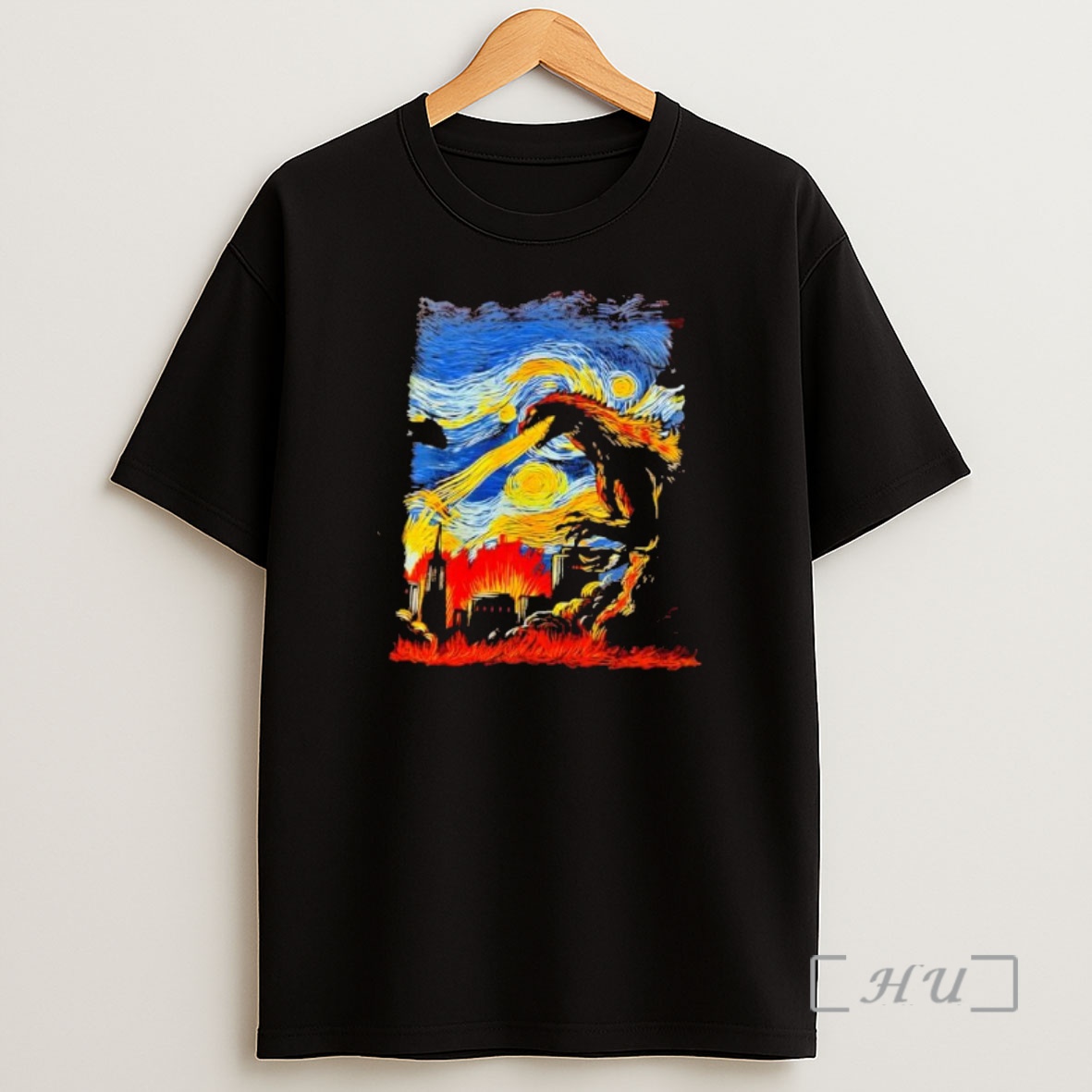 Officials Van Gogh Starry Night Godzilla Premium Shirt Sweatshirt Tee