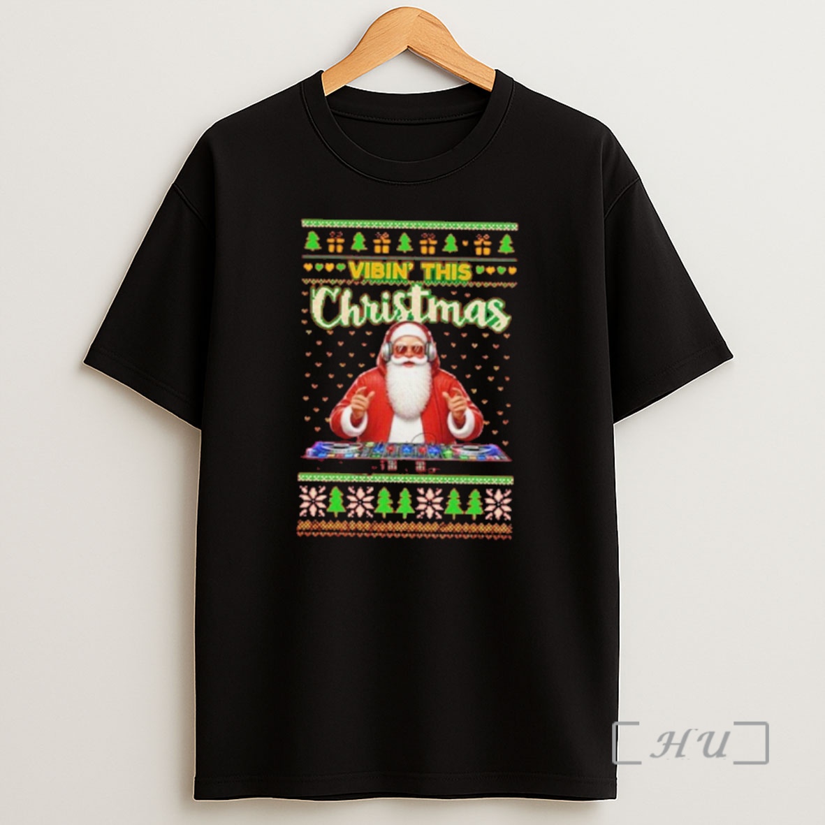 Officials Vibin This Christmas Santa Dj Ugly Christmas Sweat Premium Shirt Sweatshirt Tee