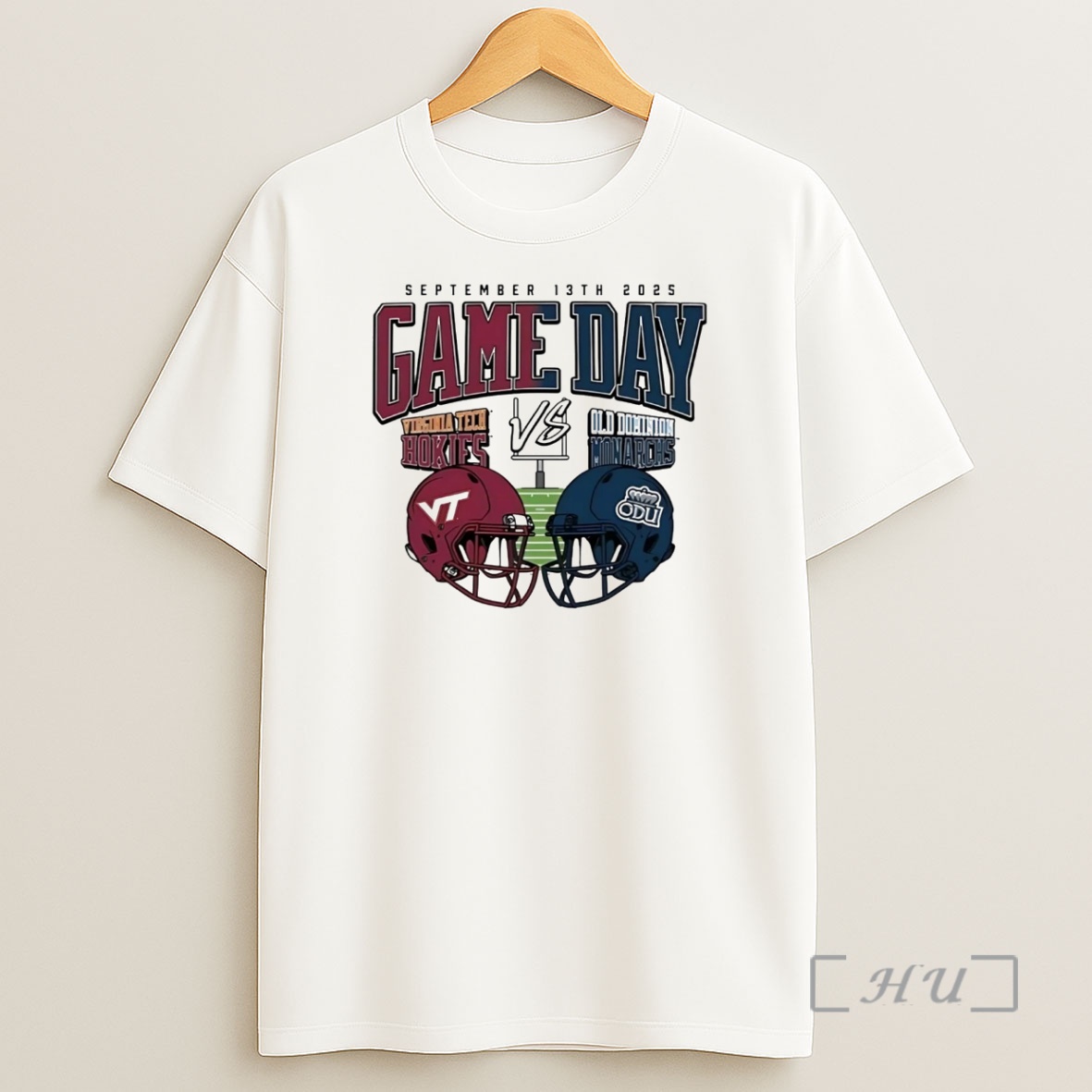 Officials Virginia Tech Hokies Vs Old Dominion Monarchs 2025 Gameday Helmet Matchup Premium Shirt Sweatshirt Tee