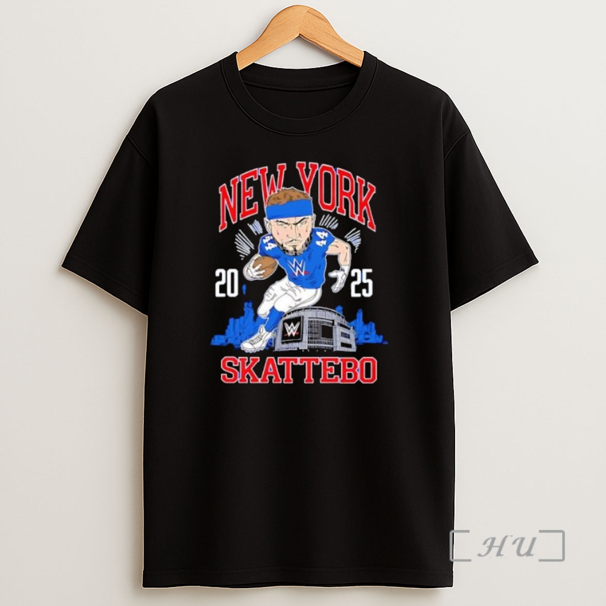 Officials Wwe X New York Giants Skattebo 2025 Cartoon Premium Shirt Sweatshirt Tee