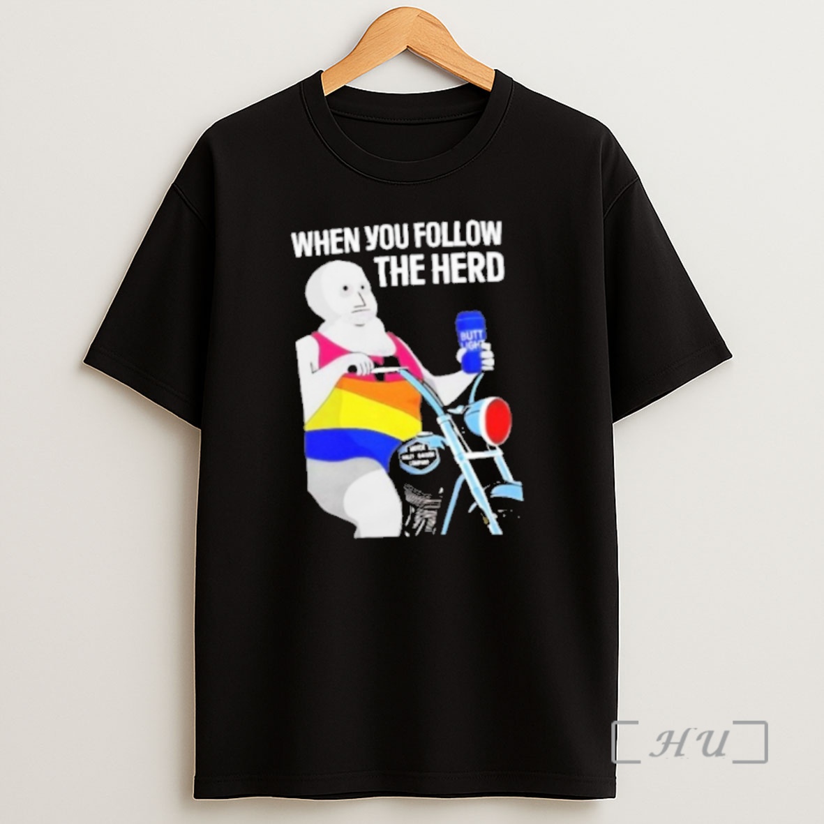 Officials When You Follow The Herd Butt Light Harley Davidson Premium Shirt Sweatshirt Tee
