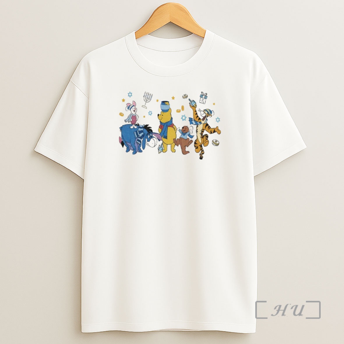 Officials Winnie The Pooh Hanukkah Menorah Disney Jewish Holiday Premium Shirt Sweatshirt Tee