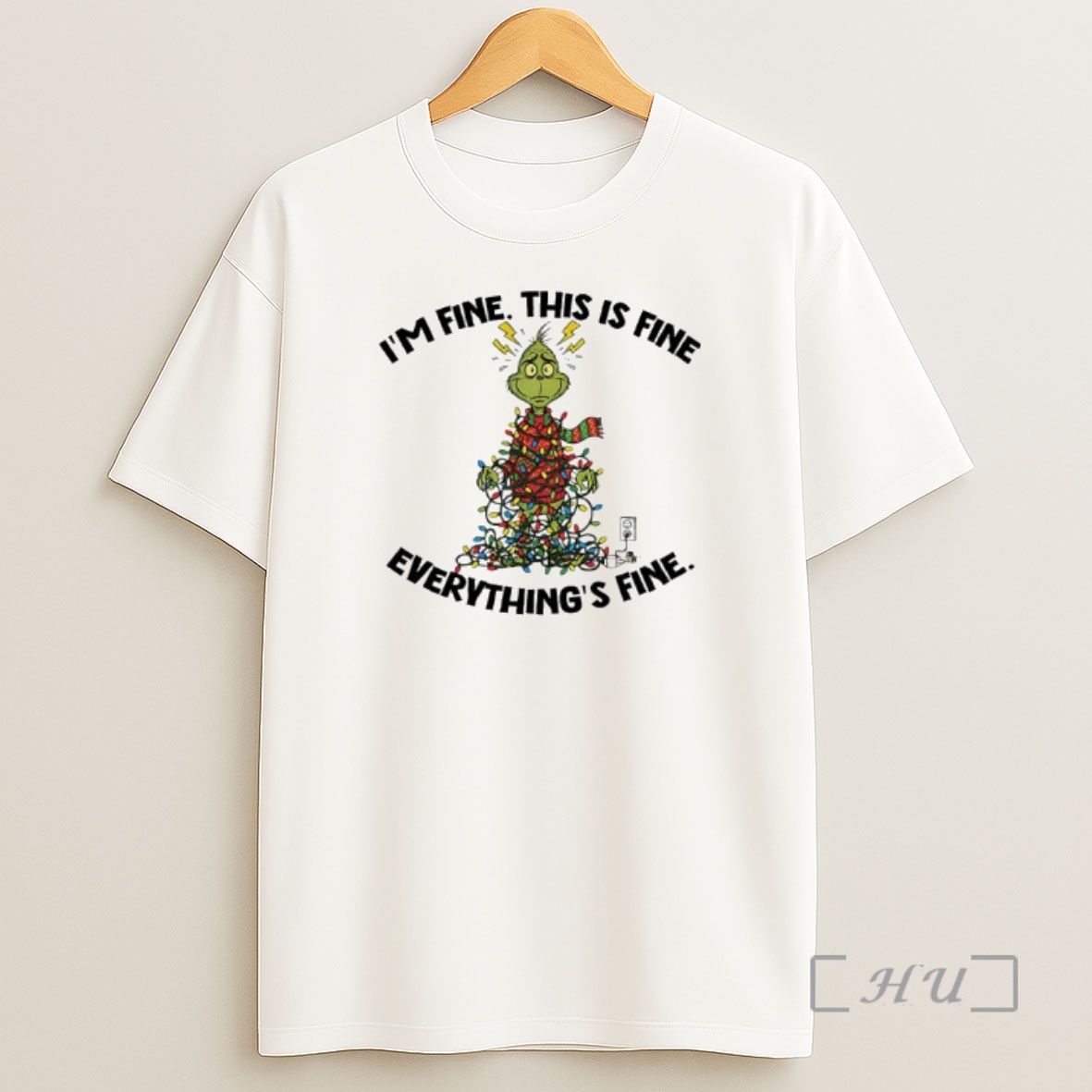 Officials Xmas Grinch X Christmas Lights Im Fine This Is Fine Everythings Fine Premium Shirt Sweatshirt Tee