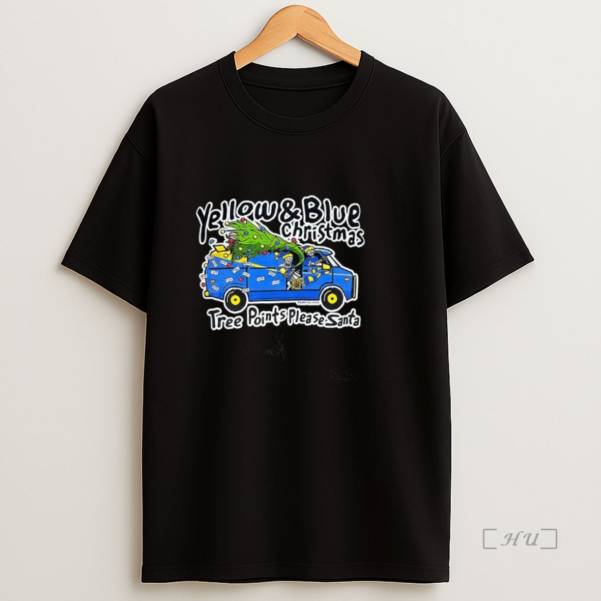 Officials Yellow And Blue Christmas Tree Point Please Santa Premium Shirt Sweatshirt Tee