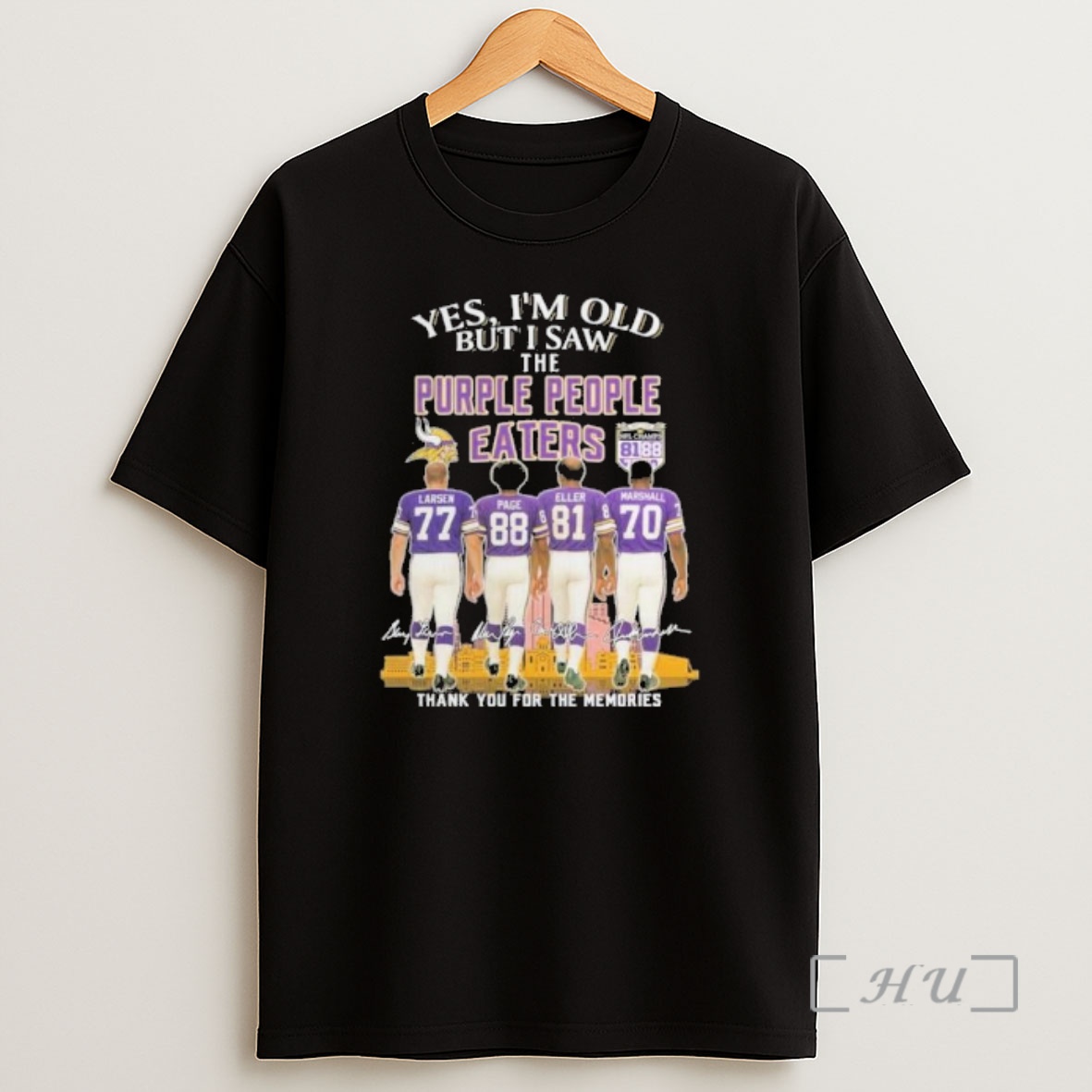 Officials Yes Im Old But I Saw Minnesota Vikings The Purple People Eaters Signatures Premium Shirt Sweatshirt Tee
