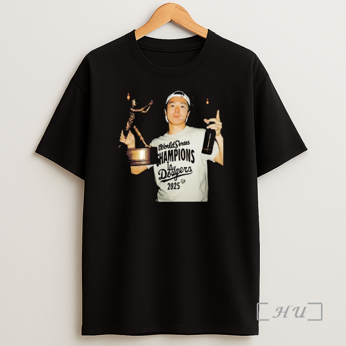 Officials Yoshinobu Yamamoto Smoking Trophy 2025 Dodgers Champion Premium Shirt Sweatshirt Tee