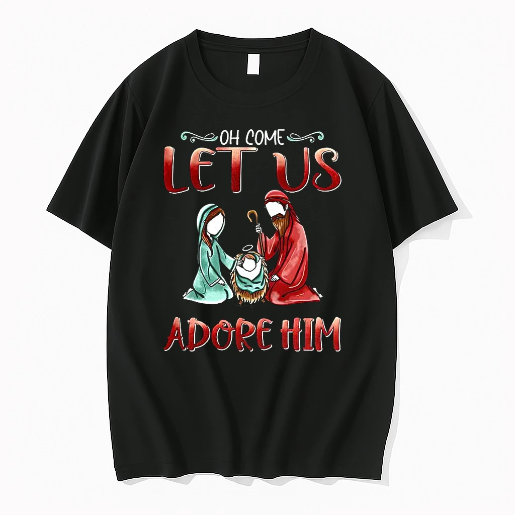 Oh Come Let Us Adore Him Jesus Christmas Shirts