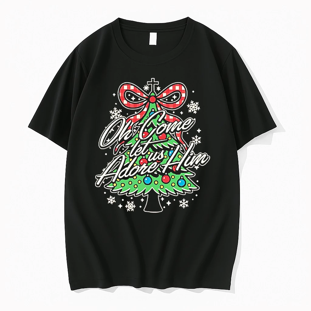 Oh Come Let Us Adore Him Christmas Tree Shirts