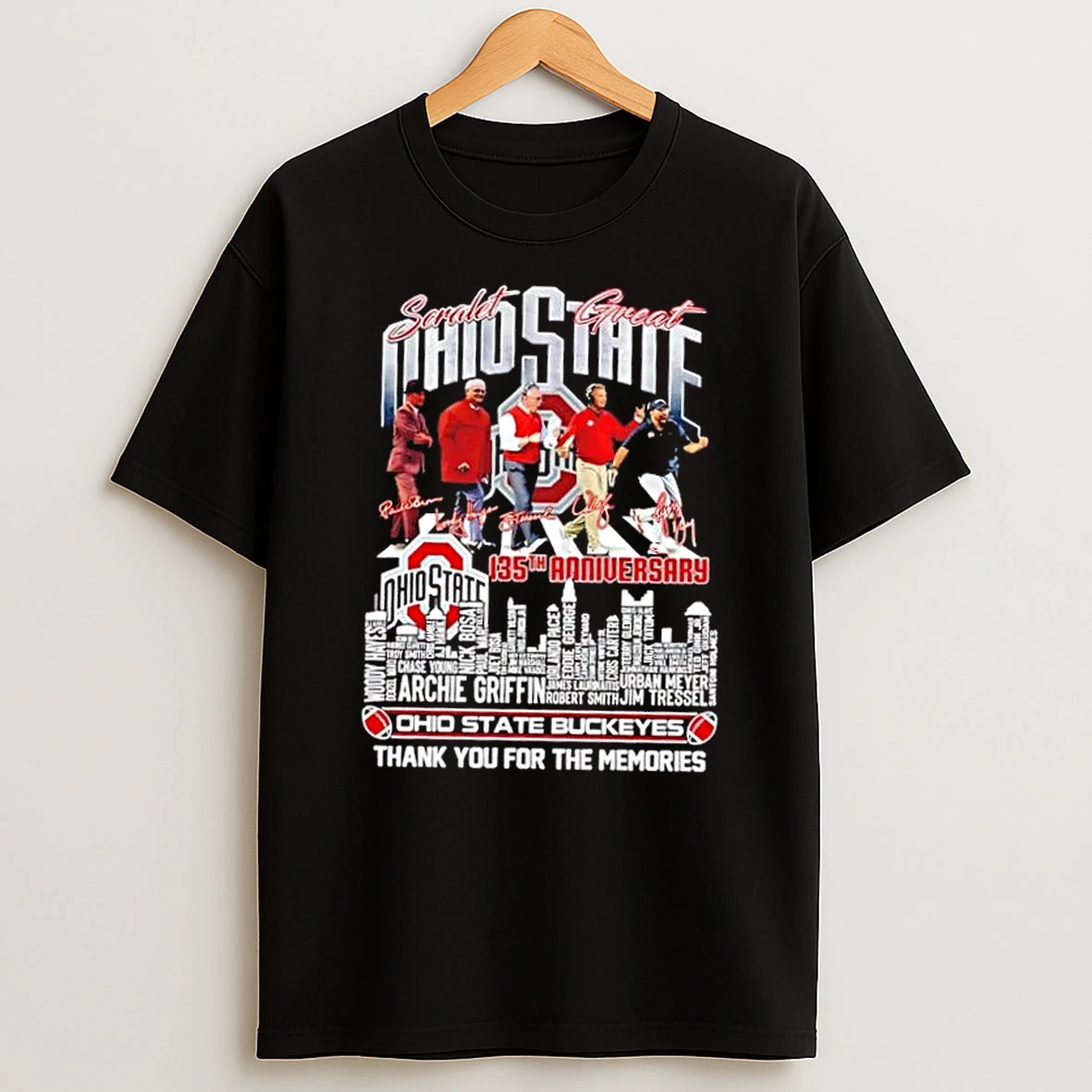 Ohio State Buckeyes 135 Anniversary All Names Legends City Skyline Shirts