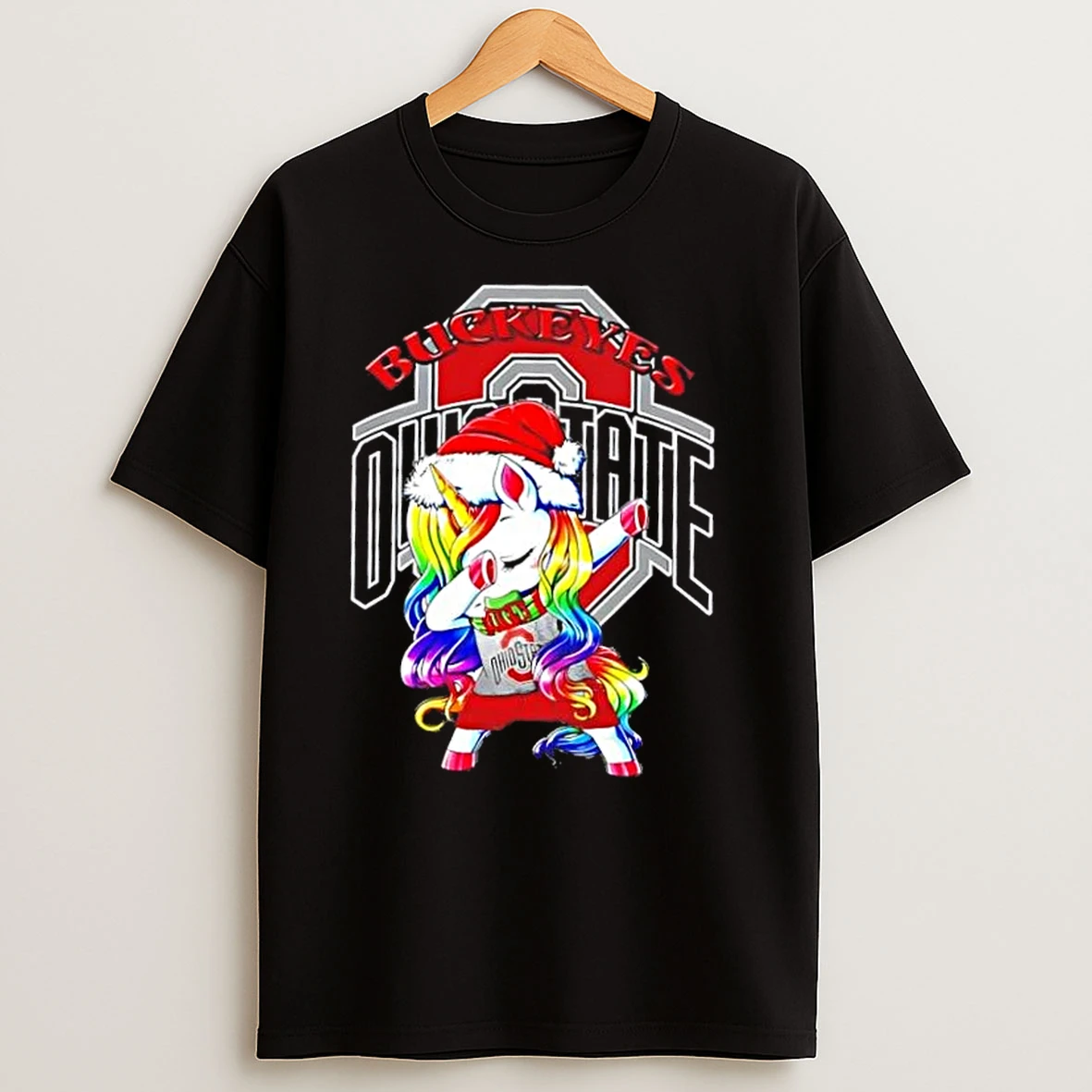 Ohio State Buckeyes Football X Unicorn Santa Hat Dabbing Merry Christmas T Shirts