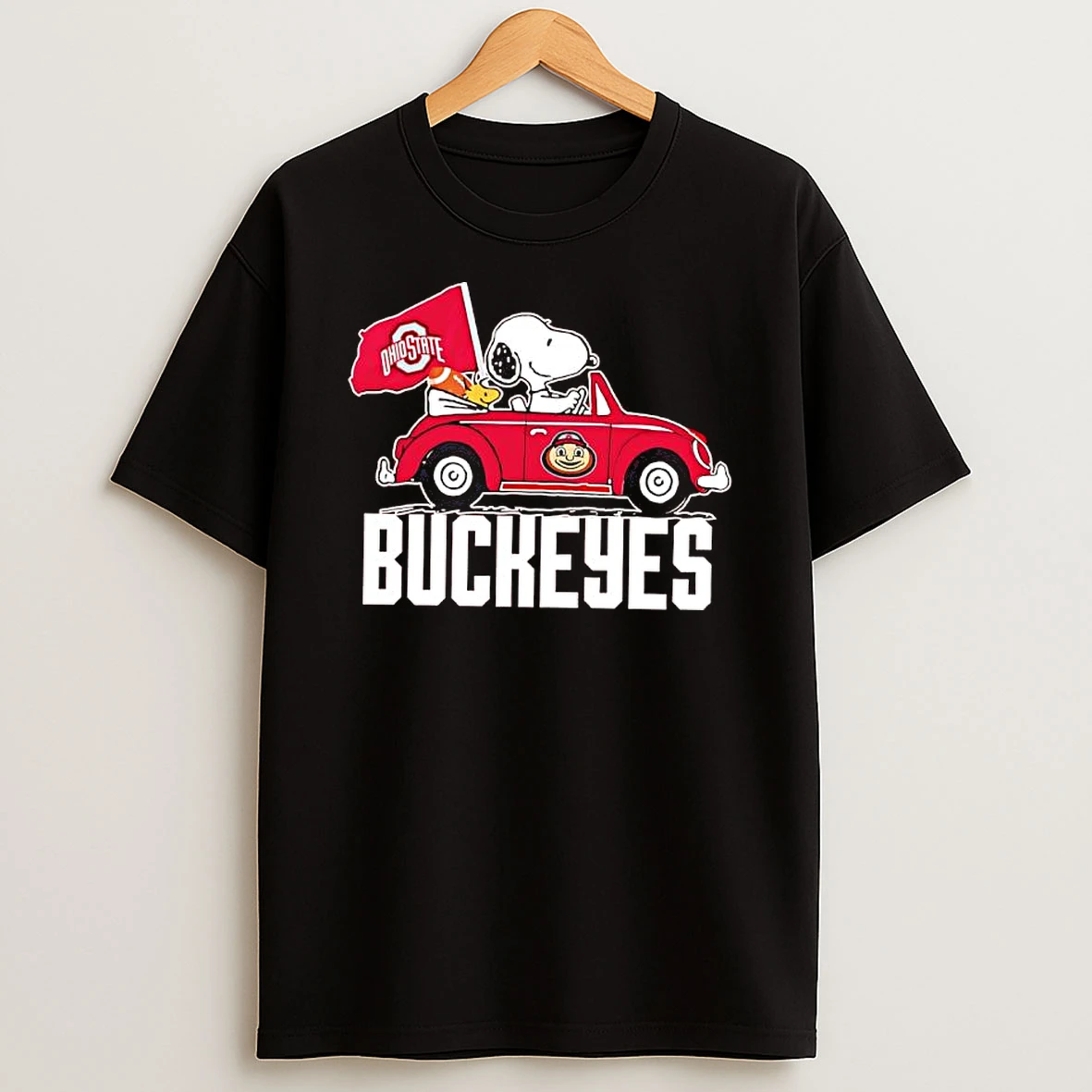 Ohio State Buckeyes Snoopy And Woodstock Car Flag Shirts