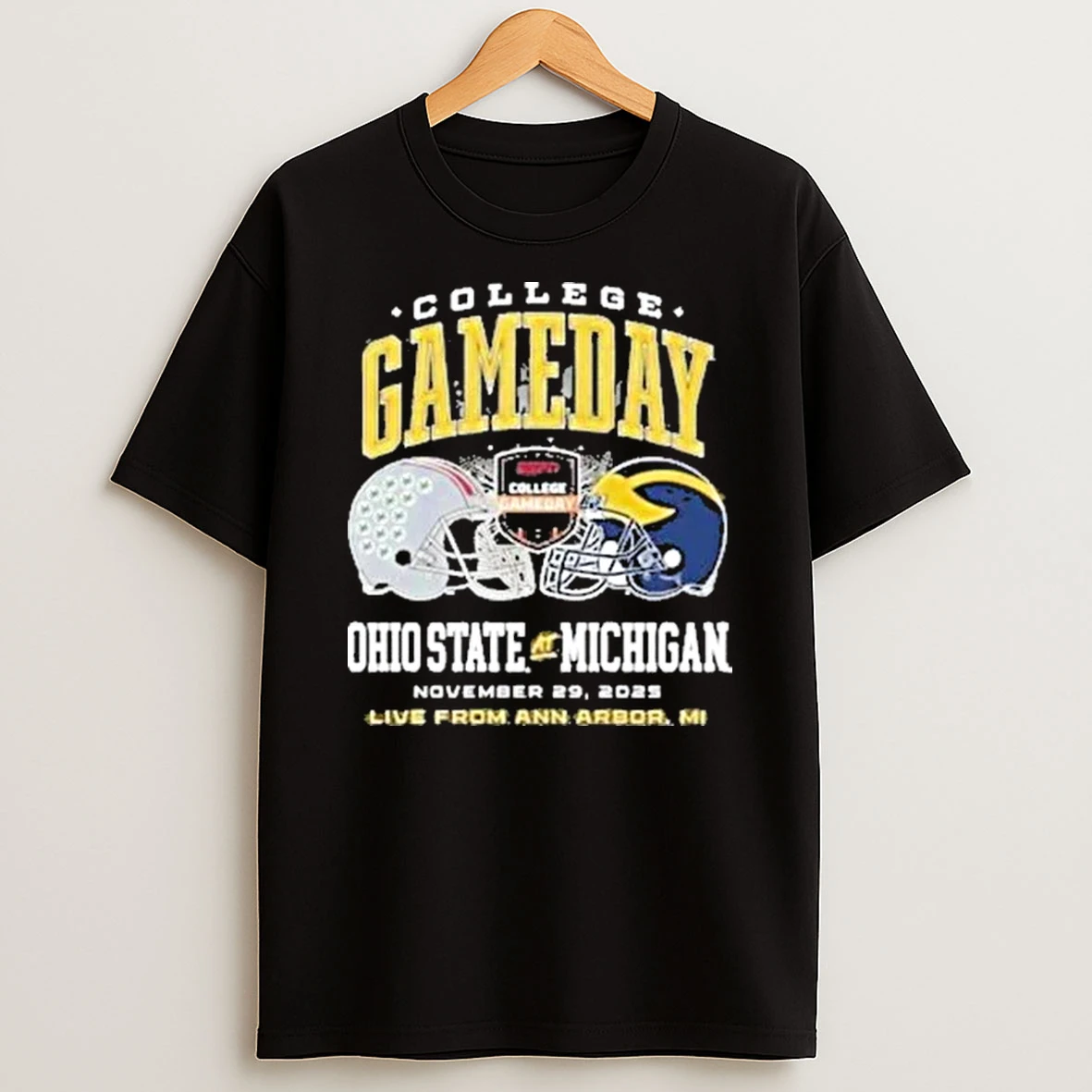 Ohio State Buckeyes Vs Michigan Wolverines College Gameday Live From Ann Arbor Mi November 29 2025 Helmet Shirts