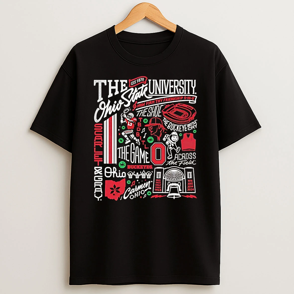Ohio State Buckeyes Est 1870 Scarlet And Gray Shirts